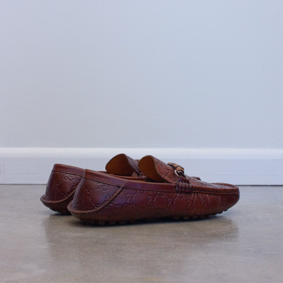 Gucci GUCCI Guccissima Brown Leather Drivers Bamboo Loafers Size US 8.5 / EU 41-42 - 7 Thumbnail
