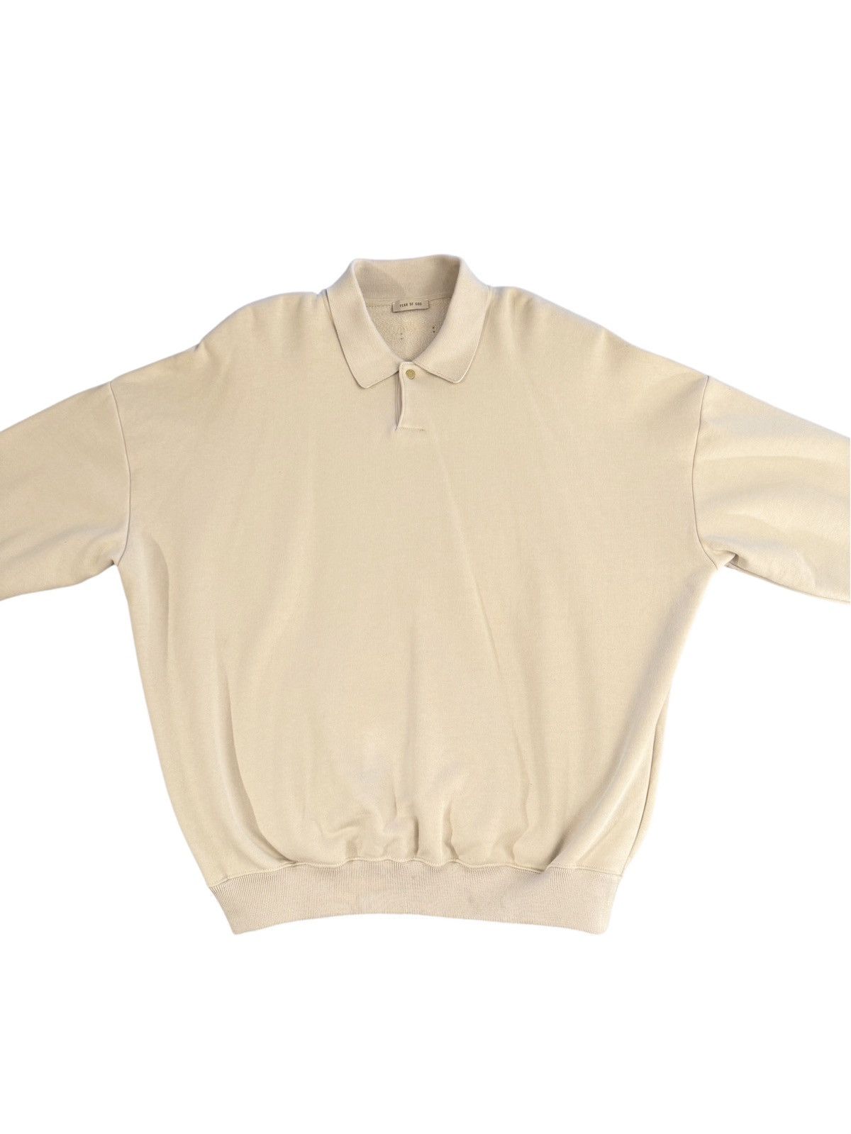 image of Fear Of God Men's The Eternal Fleece Polo Sweatshirt in Beige (Size Large)