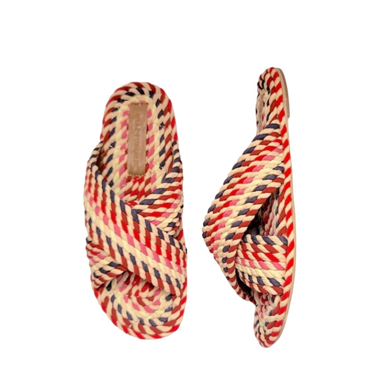 Anthropologie Salt + Umber Size 7 Saraya Pink/Red Fabric Rope Sandal Size US 7 / IT 37 - 3 Thumbnail