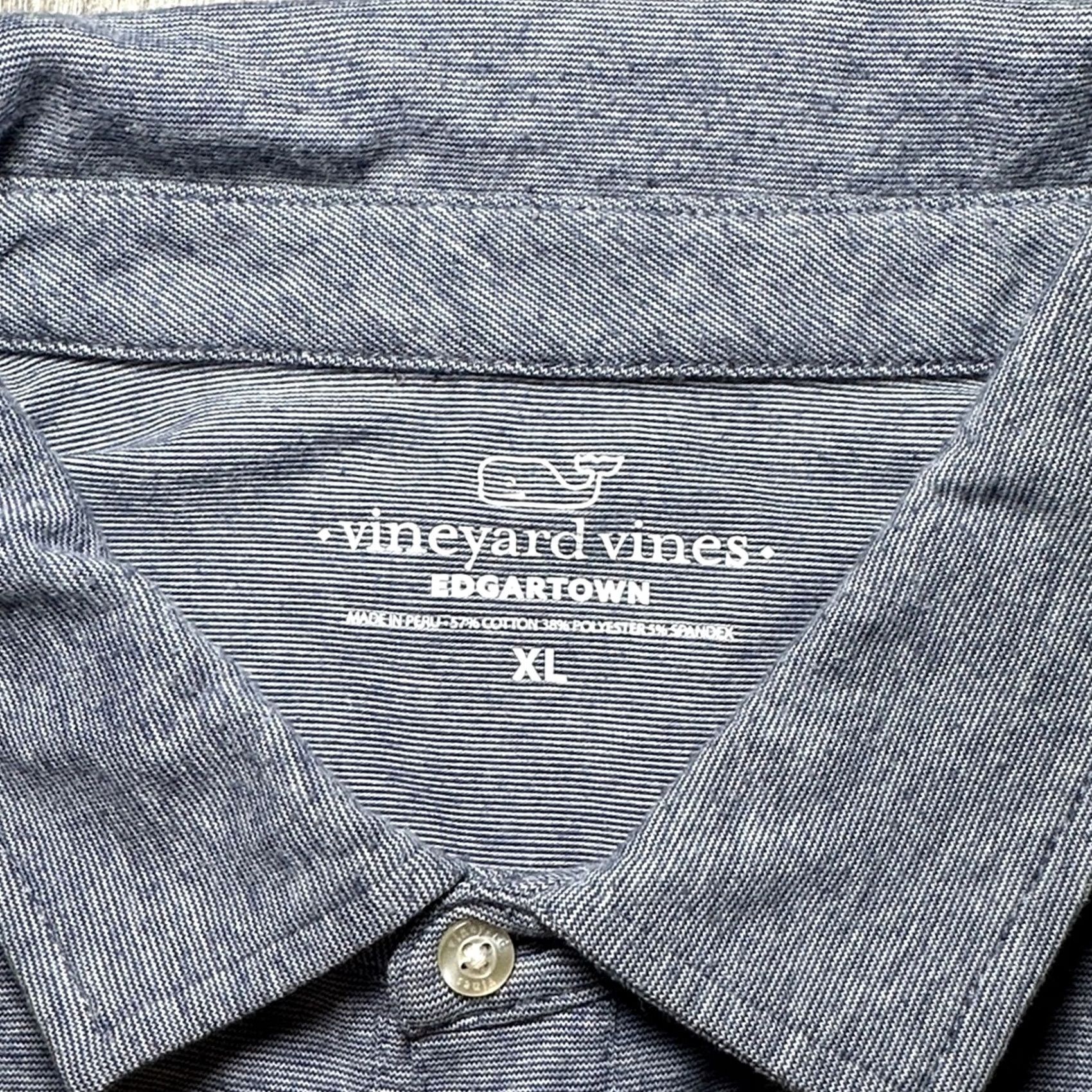 Vineyard Vines Vineyard Vines Edgartown Heather Striped Polo XL Men Navy Blue Cotton Polyester Spandex 57/38/5 Regular Shirt Mens Size US XL / EU 56 / 4 - 6 Thumbnail