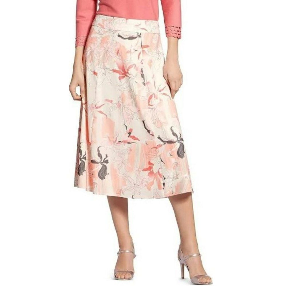 Other NWT New $335 Basler Floral Print Pink Grey A-Line Skirt Siz Size 38" / US 16 / IT 52 - 1 Thumbnail