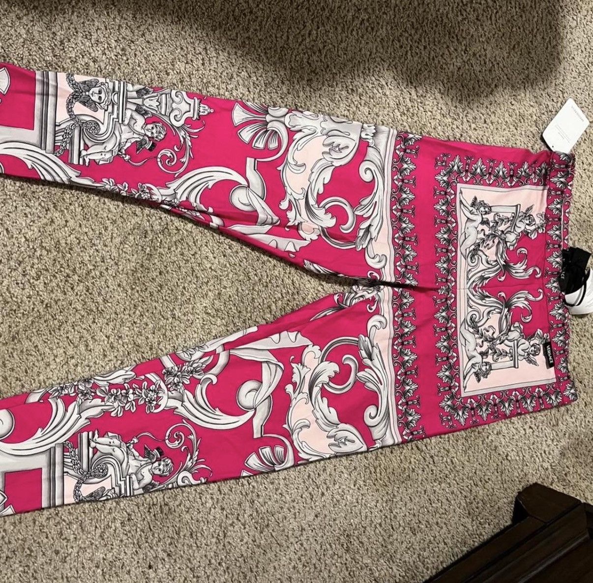 Versace Versace Baroque Pink Print Leggings IT 48 NWT $1256 Retail Size 34" / US 12 / IT 48 - 4 Thumbnail