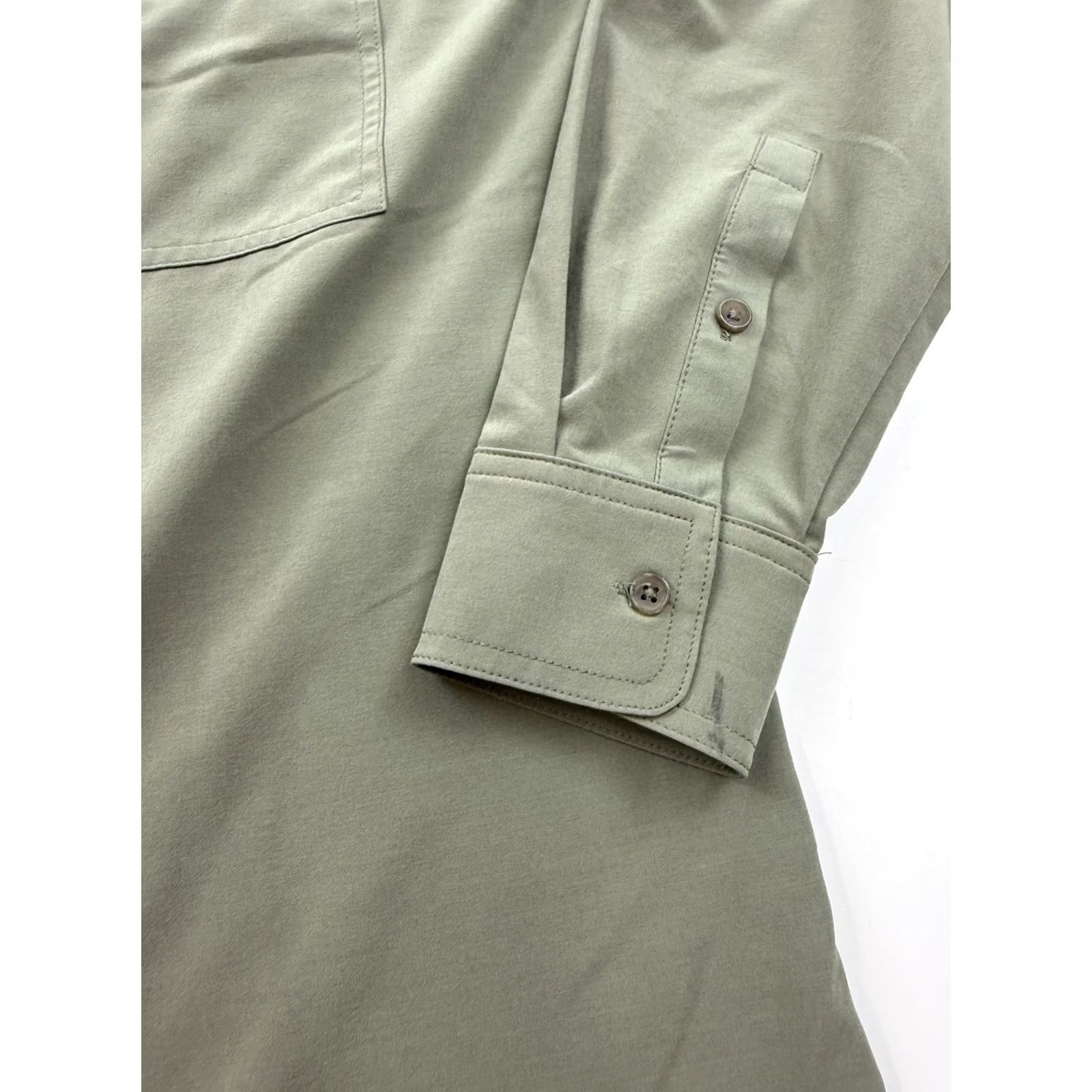 Prana prAna Shirt Womens Medium Green Collared Long Sleeve Button Up Stretch Tunic Top Size M / US 6-8 / IT 42-44 - 4 Thumbnail