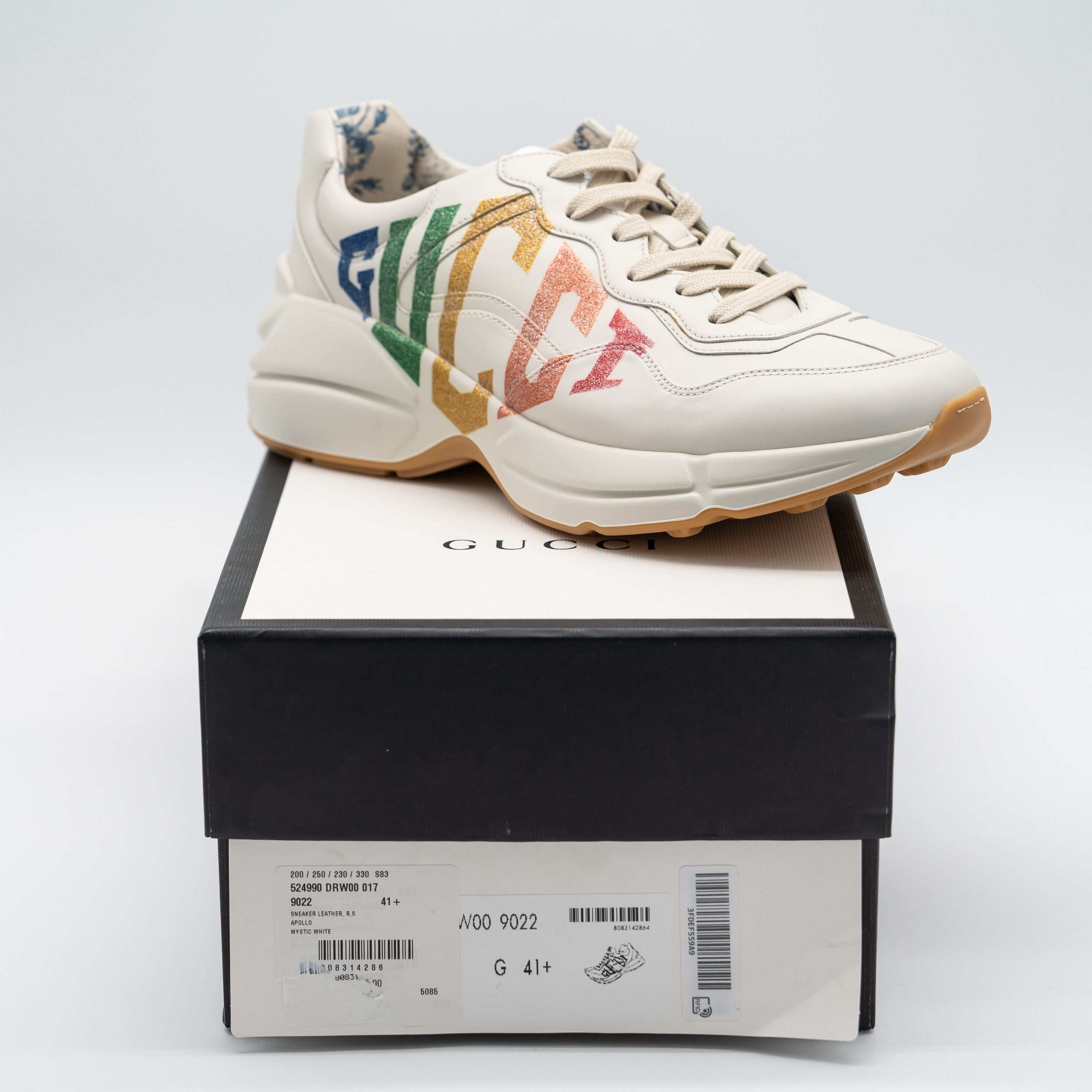 Gucci Gucci Rhyton Glitter White Rainbow Logo Sneakers Size US 11.5 / IT 41.5 - 12 Thumbnail