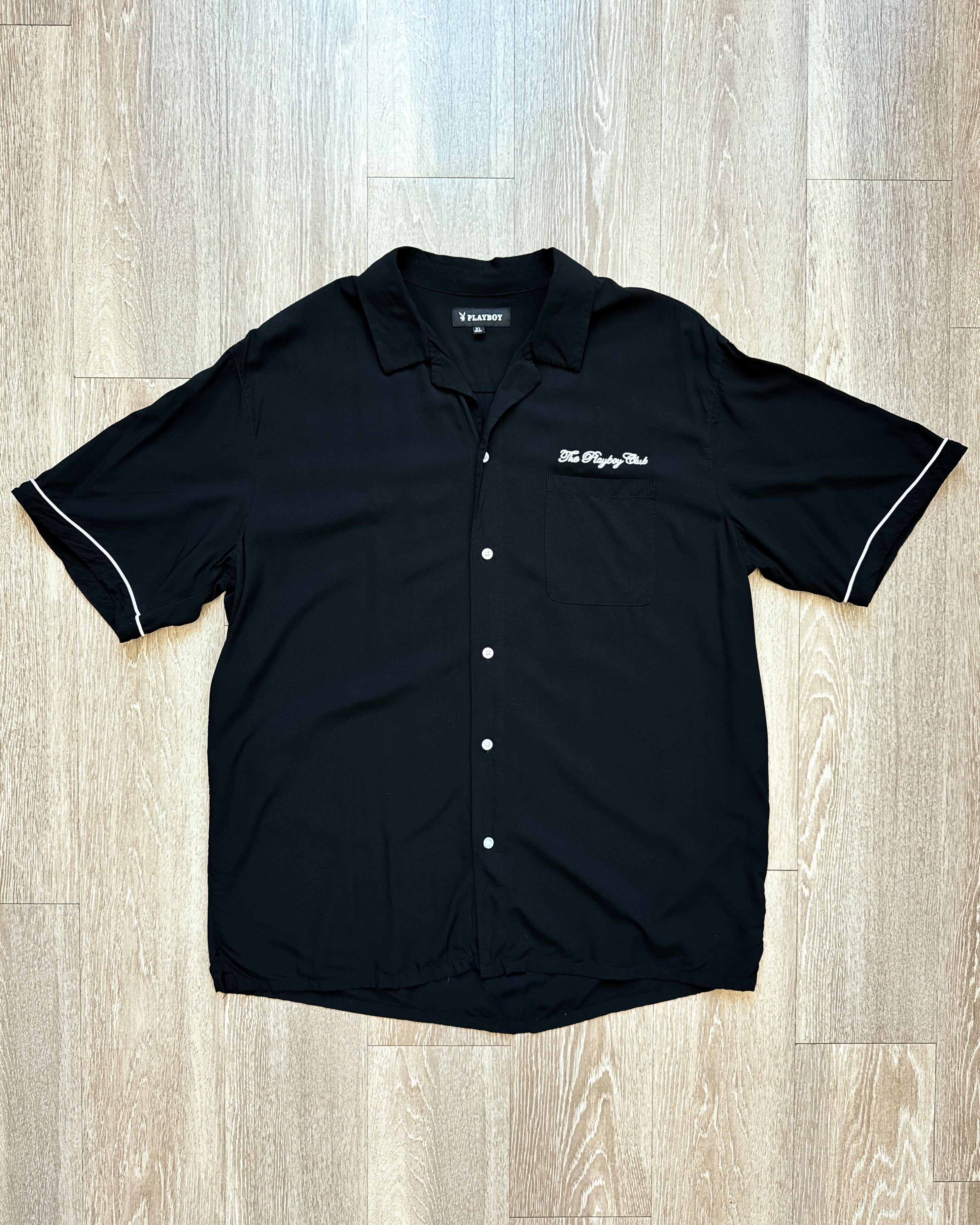 Playboy Playboy Club Chainstitch Camp Collar Shirt Black Men's XL Size US XL / EU 56 / 4 - 2 Thumbnail