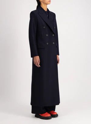 Harris Wharf London o1s22i1n1024 Double-Breasted Pressed Wool Coat in Blue Size S / US 4 / IT 40 - 4 Thumbnail