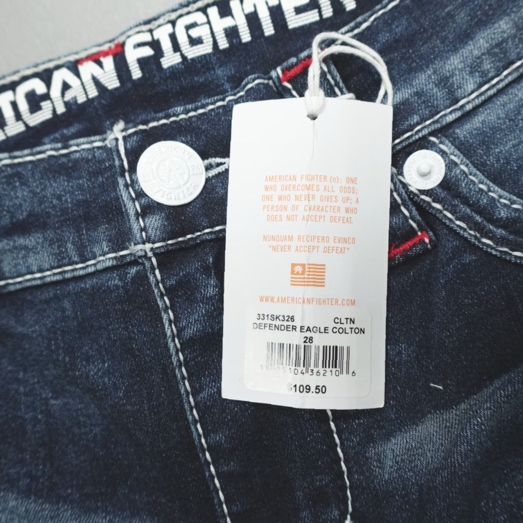 Vintage VINTAGE American Fighter Jeans Slim Men's 28x32 Distressed Denim 5-Pocket Buckle Eagle Colton 90s Mens Jeans Size US 28 / EU 44 - 4 Thumbnail