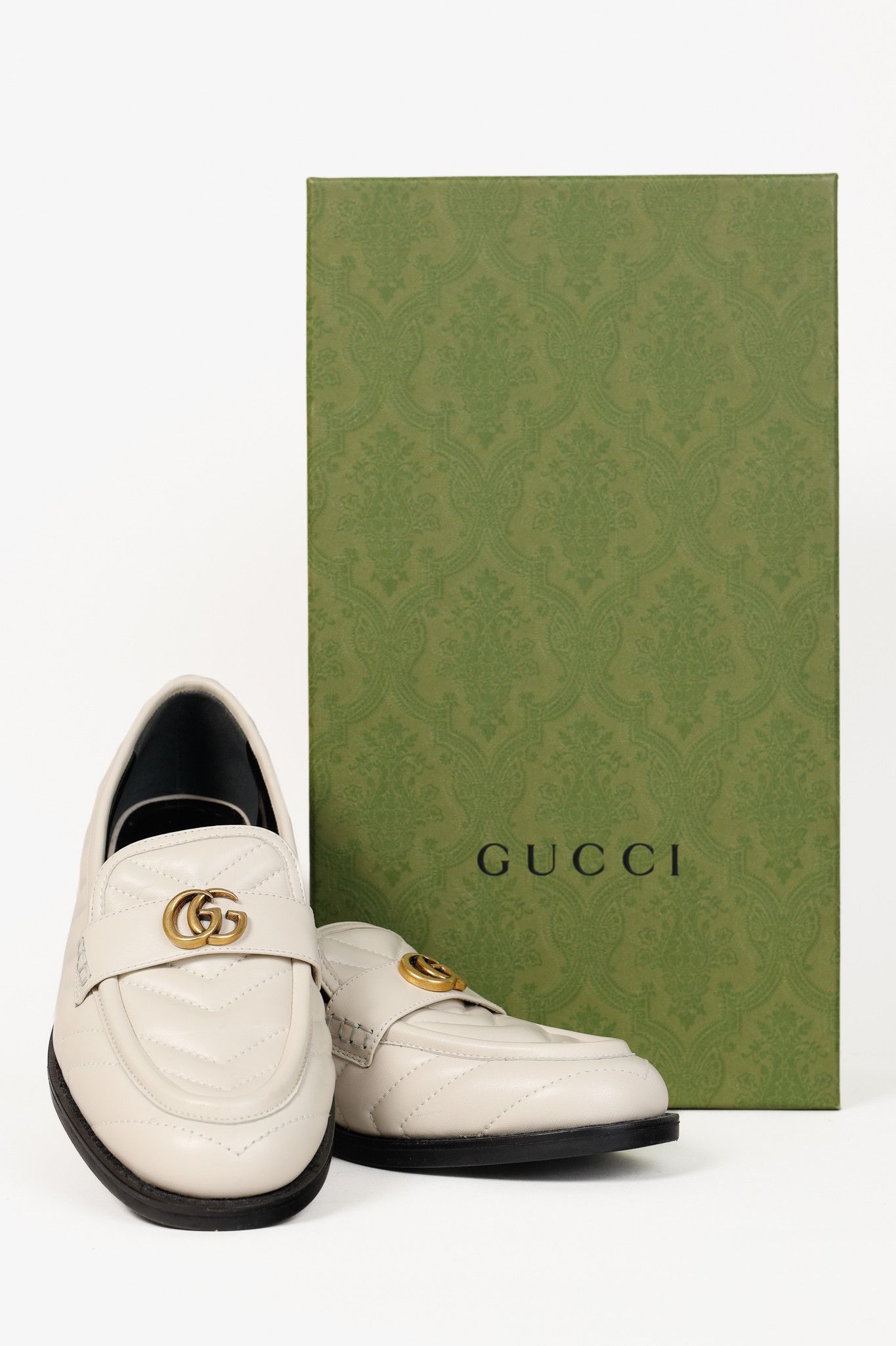Gucci Gucci Marmont Cream GG Matelasse Leather Loafers Size US 7 / IT 37 - 12 Thumbnail