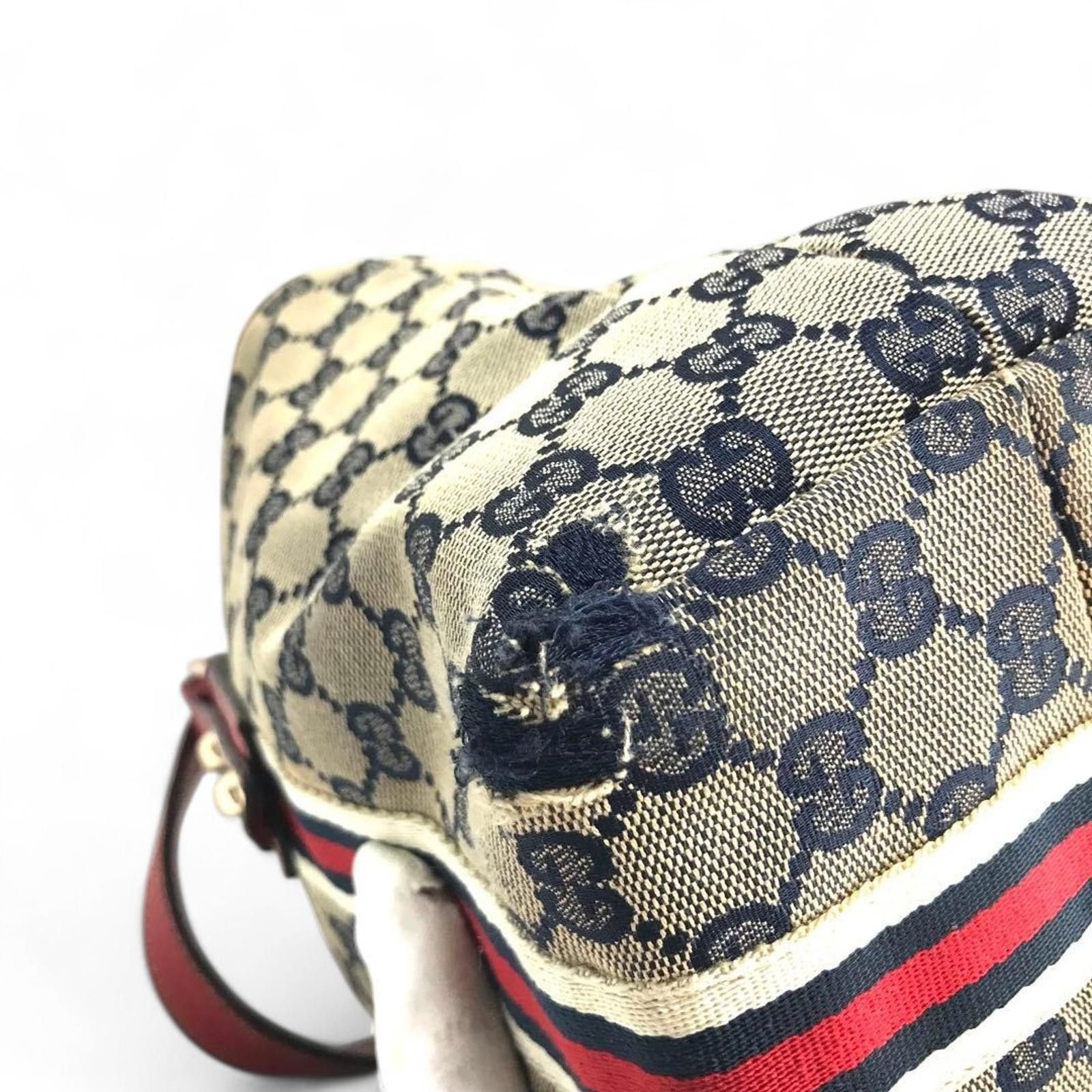 Gucci - Supreme Canvas Tote Bag Red Leather Trim