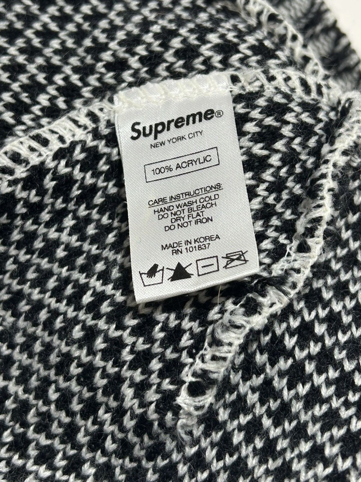 Supreme Supreme Fair Isle Beanie Black & White Size ONE SIZE - 3 Thumbnail