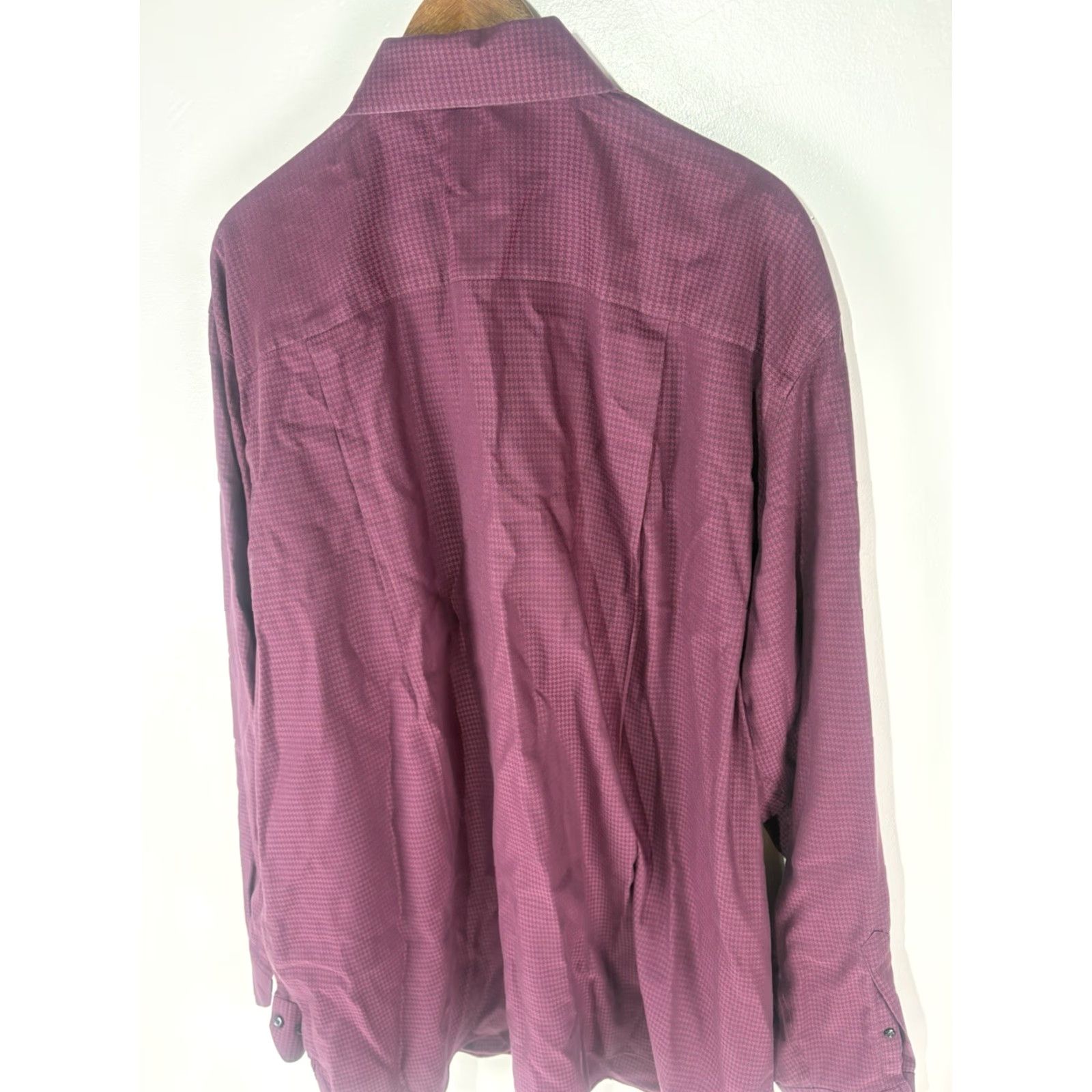 Vintage Rochester Dress Shirt Men’s 38/39T Egyptian Cotton Button Up Geometric Long Sleeve Wine Classic Big & Tall Mens Size 38R - 4 Thumbnail