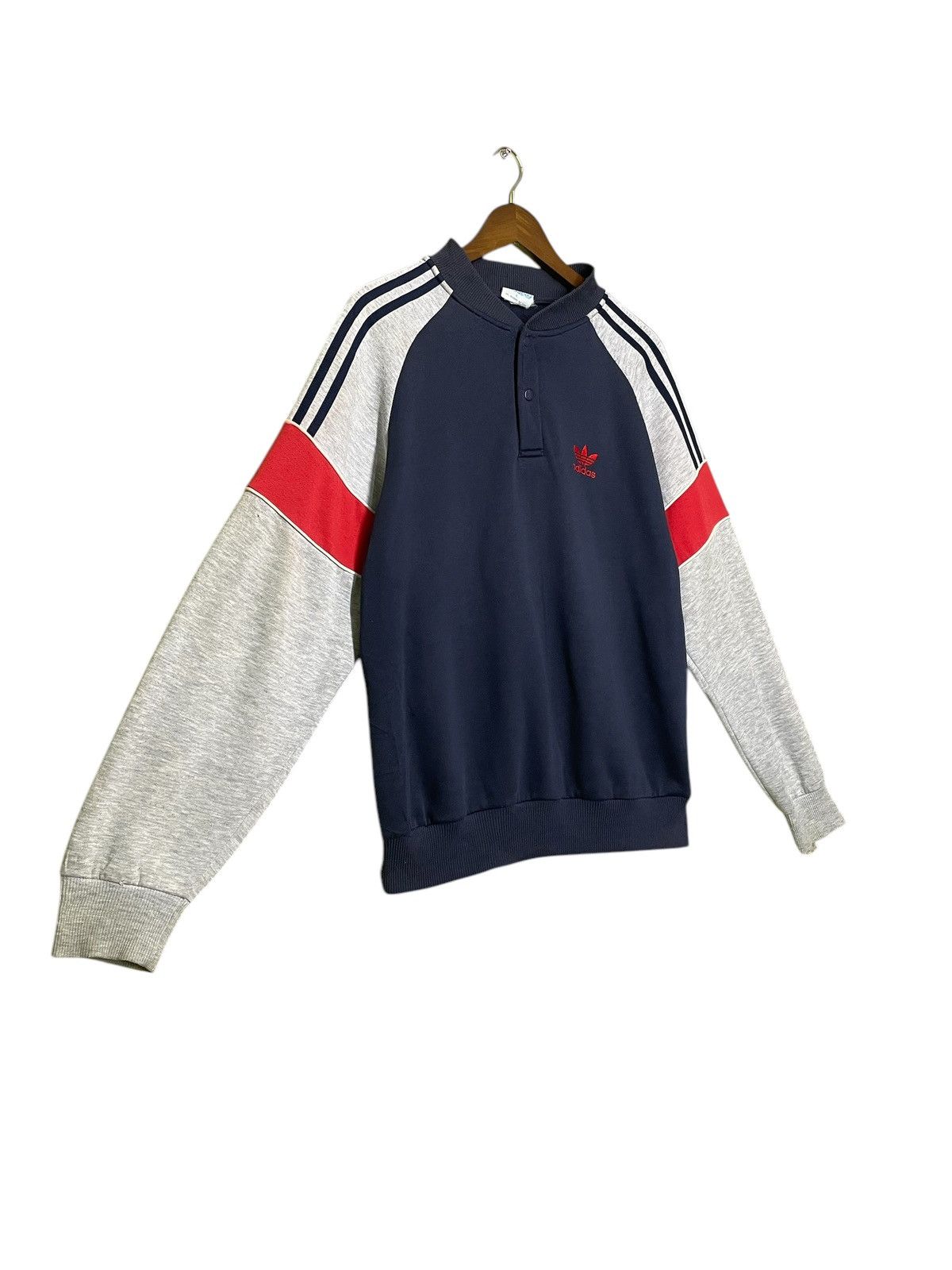 Adidas × Vintage 80s adidas half button embroidered small logo sweatshirt Size US M / EU 48-50 / 2 - 3 Thumbnail