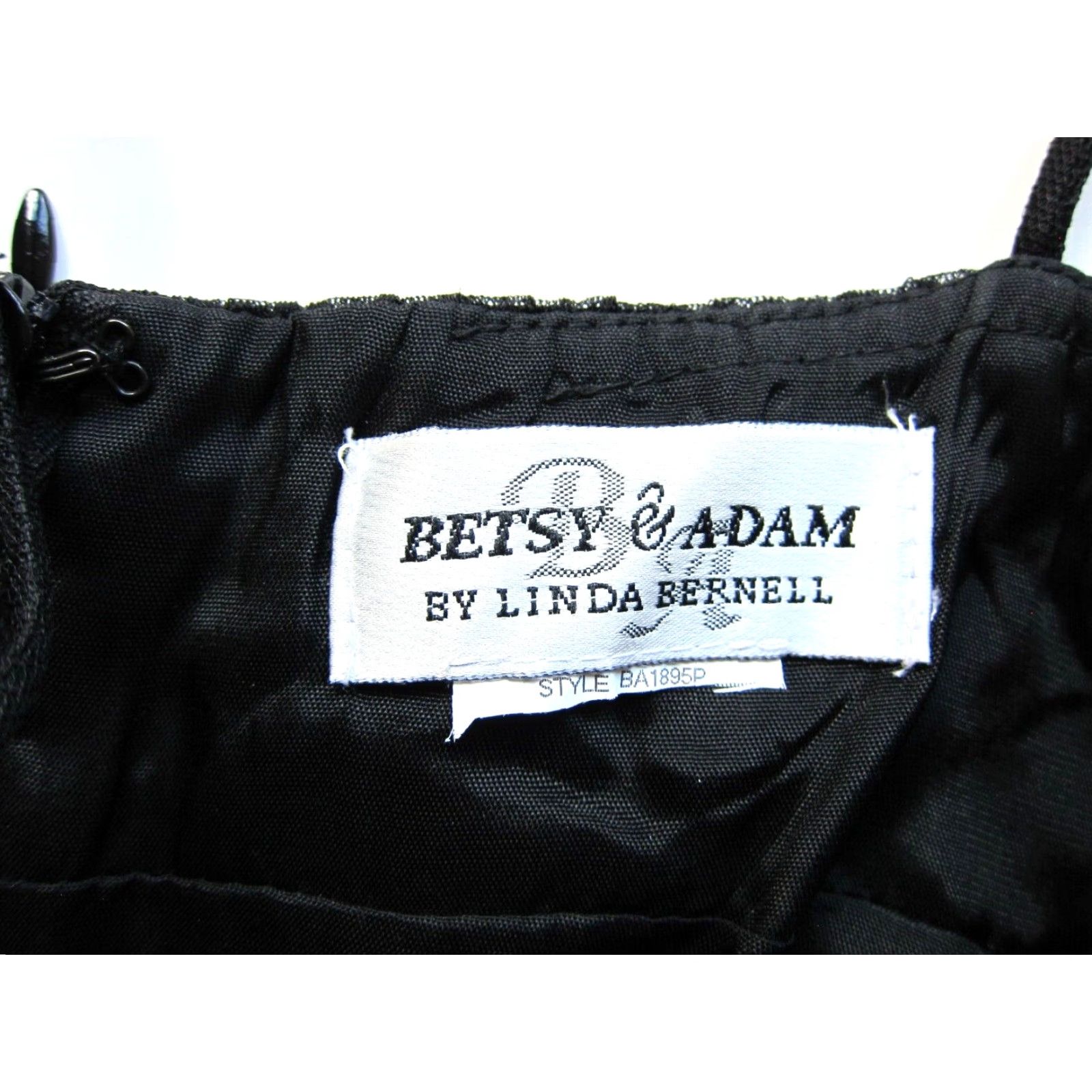 Vintage VINTAGE Betsy & Adam Linda Bernell Black Lace Beaded Ruched Spaghetti Strap Dress Small Size S / US 4 / IT 40 - 3 Thumbnail