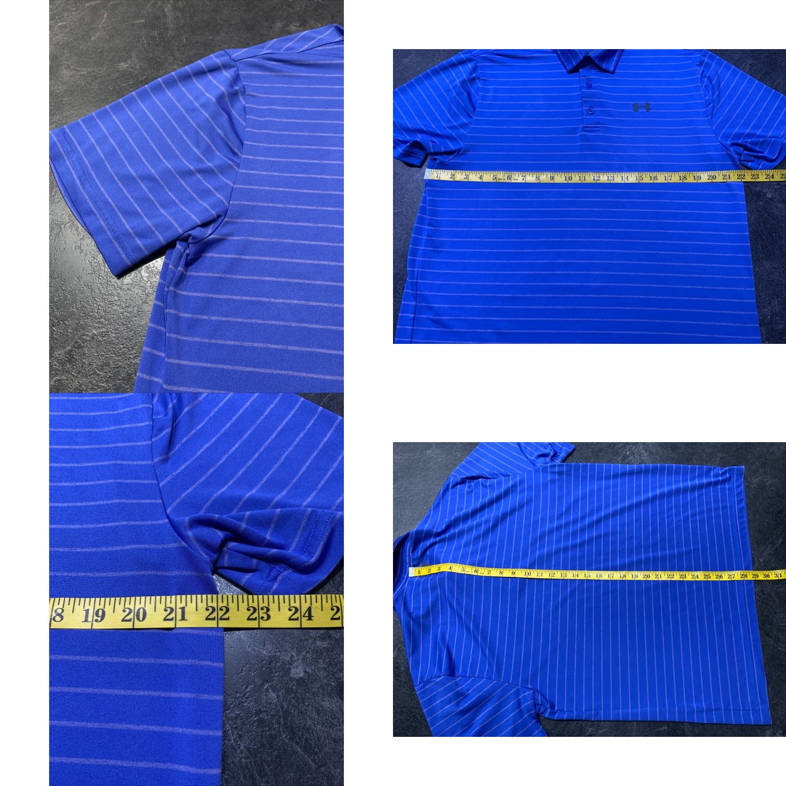 Under Armour VINTAGE Under Armour Polo Shirt Golf Performance Striped Blue Men's Large L Short Sleeve Polo Collared Logo Breathable Athletic Sports Polo Size US L / EU 52-54 / 3 - 8 Thumbnail