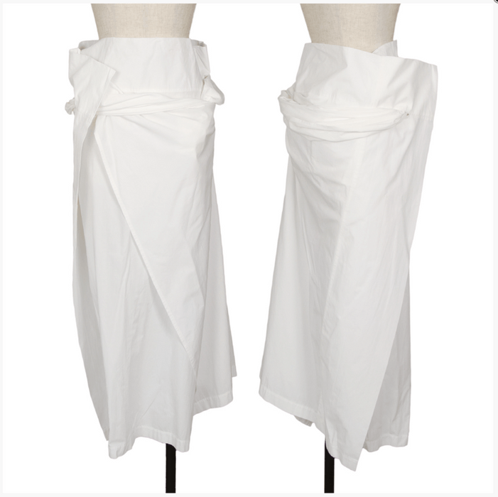 Issey Miyake ONE SIZE Cotton Deformed Half Wrap Skirt White XS-S-M