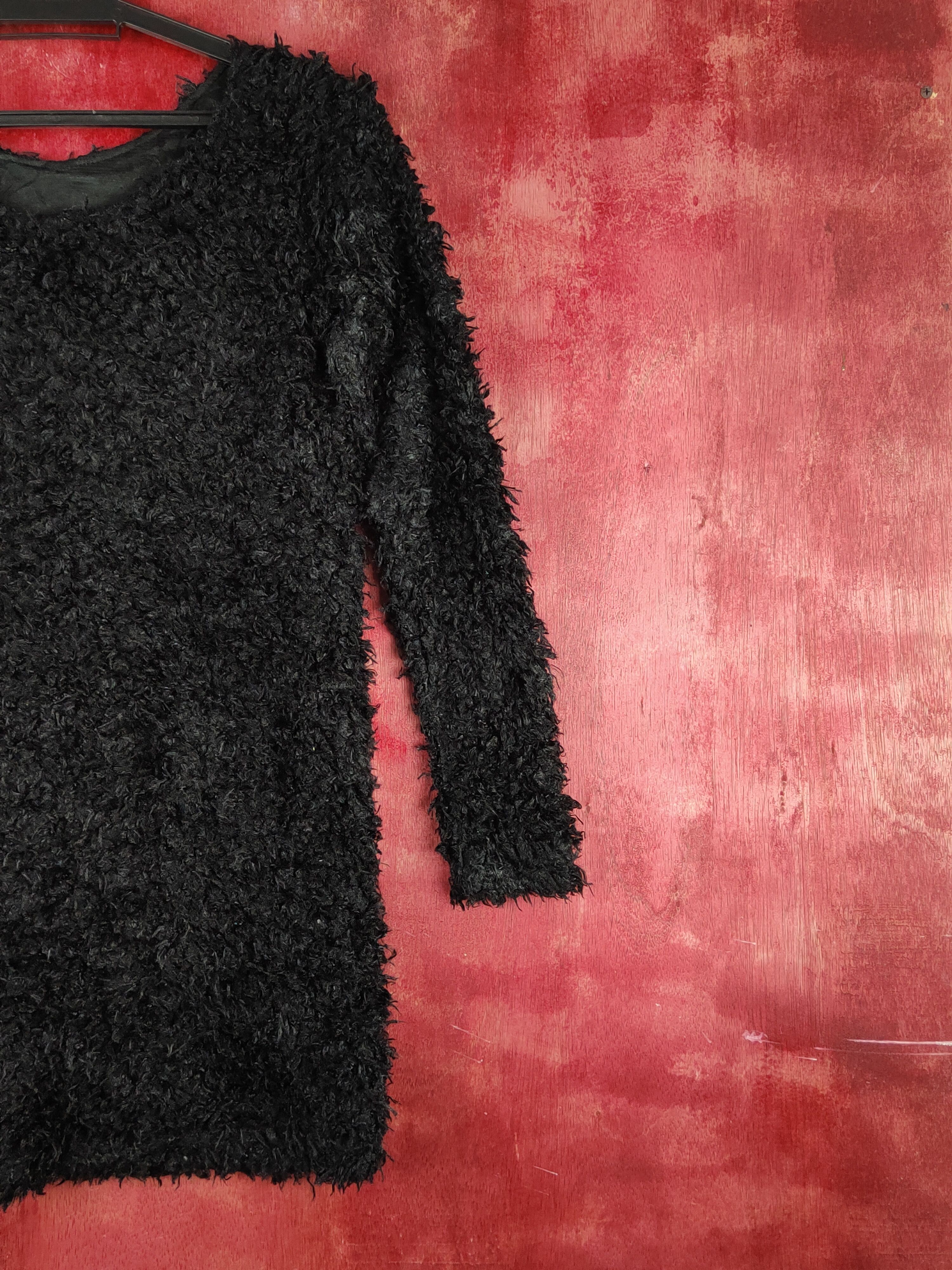 Japanese Brand × Vintage Japanese Brand Black Shag Shaggy Fur Mohair Knitwear #S1894 Size S / US 4 / IT 40 - 5 Thumbnail