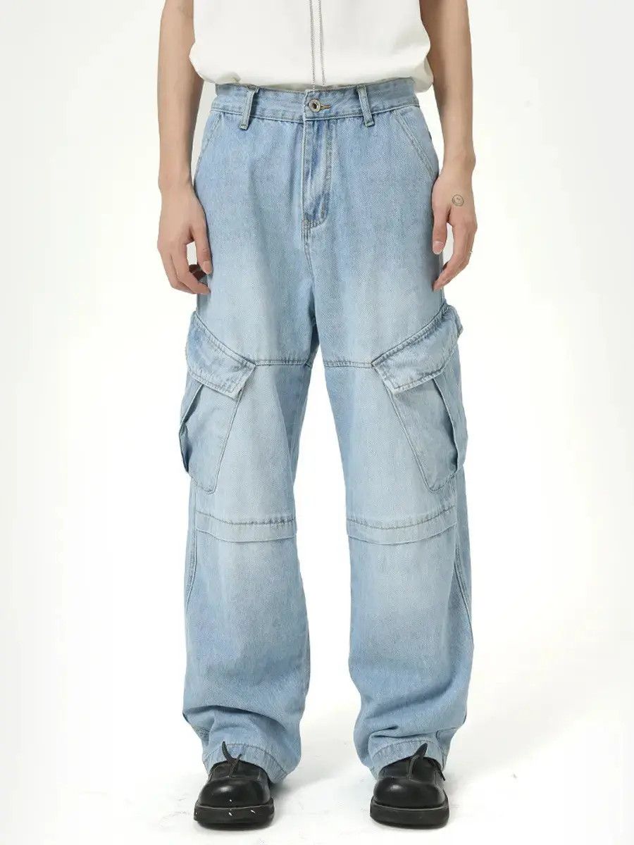 Japanese Brand Retro loose patchwork pocket jeans Size US 32 / EU 48 - 3 Thumbnail