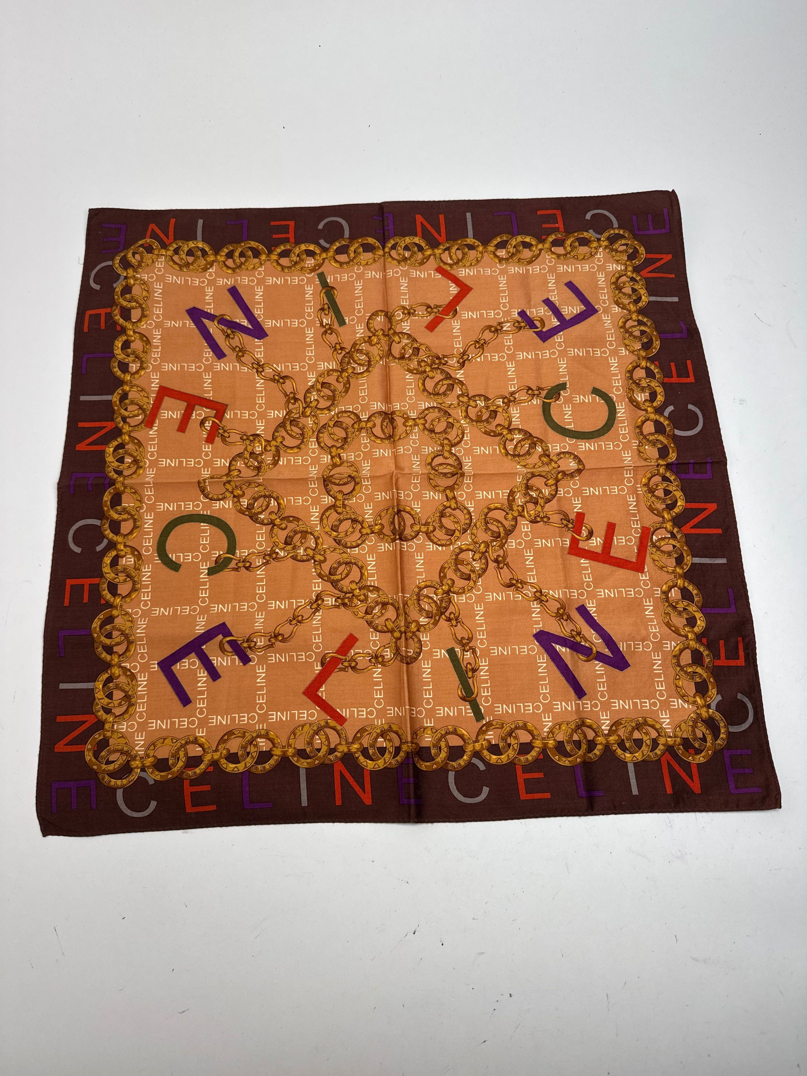 Celine Vintage Scarf Orange Brown Size ONE SIZE - 1 Thumbnail