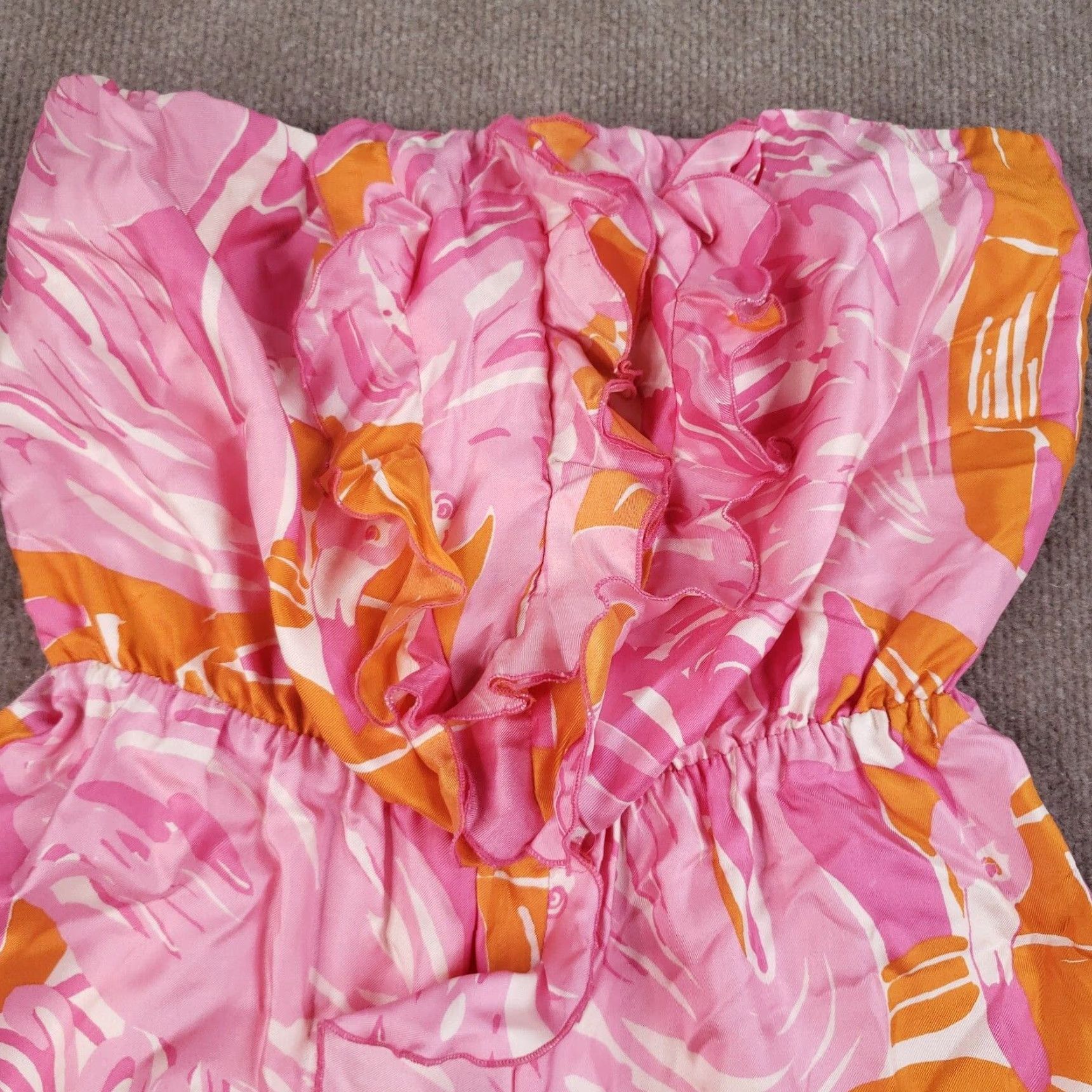 Lilly Pulitzer Lilly Pulitzer Fan Dance Tiernan Dress Womens Size 8 Orange Pink Silk Ruffle Size M / US 6-8 / IT 42-44 - 7 Thumbnail