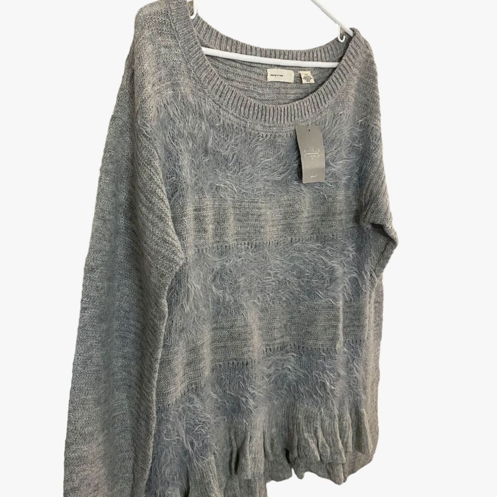 Anthropologie VINTAGE Anthropologie Sleeping On Snow Ruffled Nuvola Sweater Women XL Gray Wool Pullover 90s Size XL / US 12-14 / IT 48-50 - 3 Thumbnail