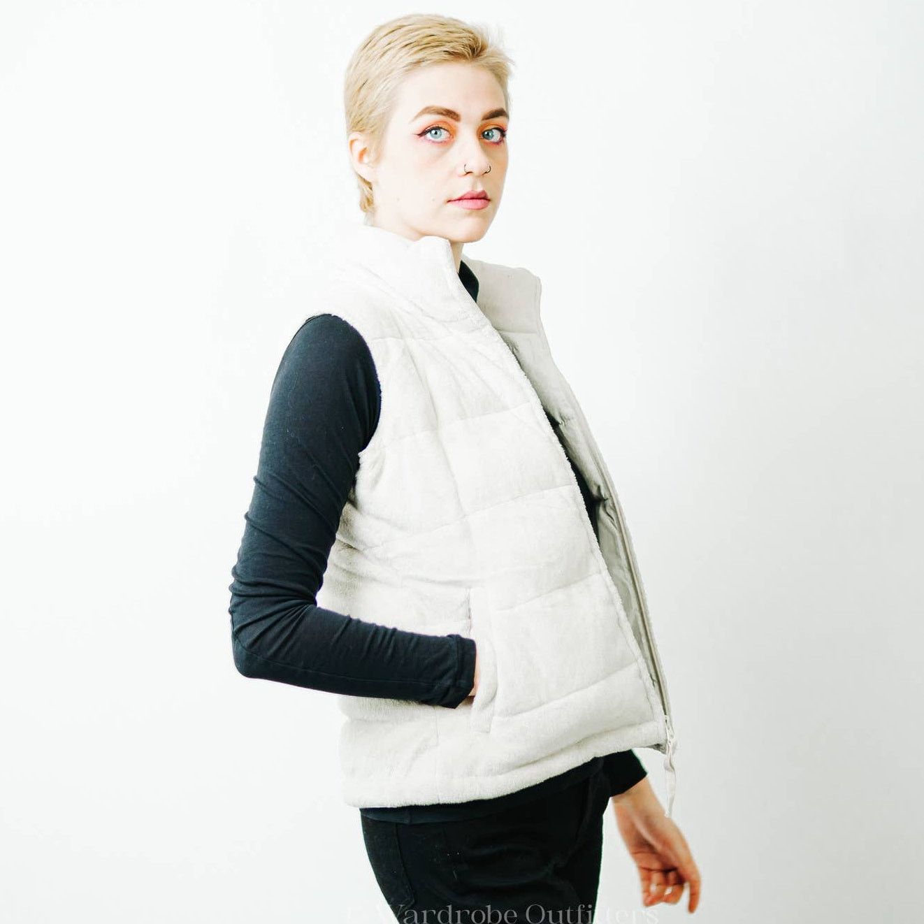 Athleta Athleta Fleece Quilted Goose Down Puffer Vest in Bone White Size S / US 4 / IT 40 - 5 Thumbnail