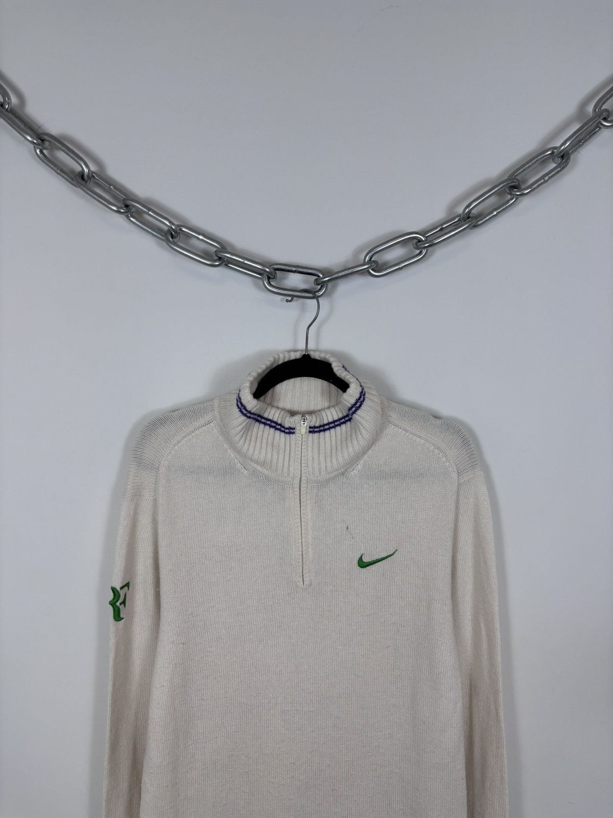 Nike Nike Roger Federer RF 2012 Wimbledon Q-Zip Cashmere Sweater Size US L / EU 52-54 / 3 - 5 Thumbnail