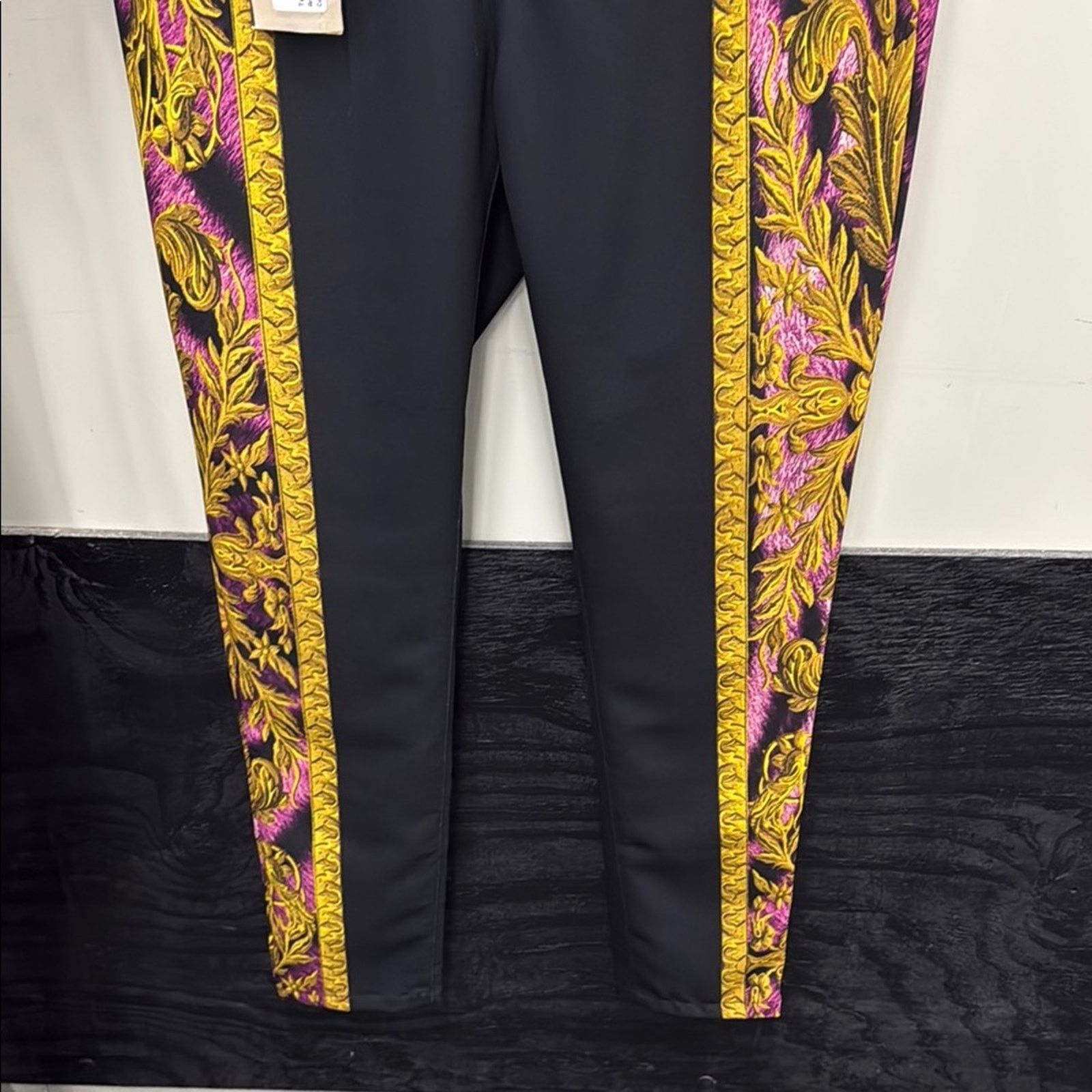 Other NWT EAN 13 Black Pants with Gold and Pink Baroque Design M Size 28" / US 6 / IT 42 - 9 Thumbnail