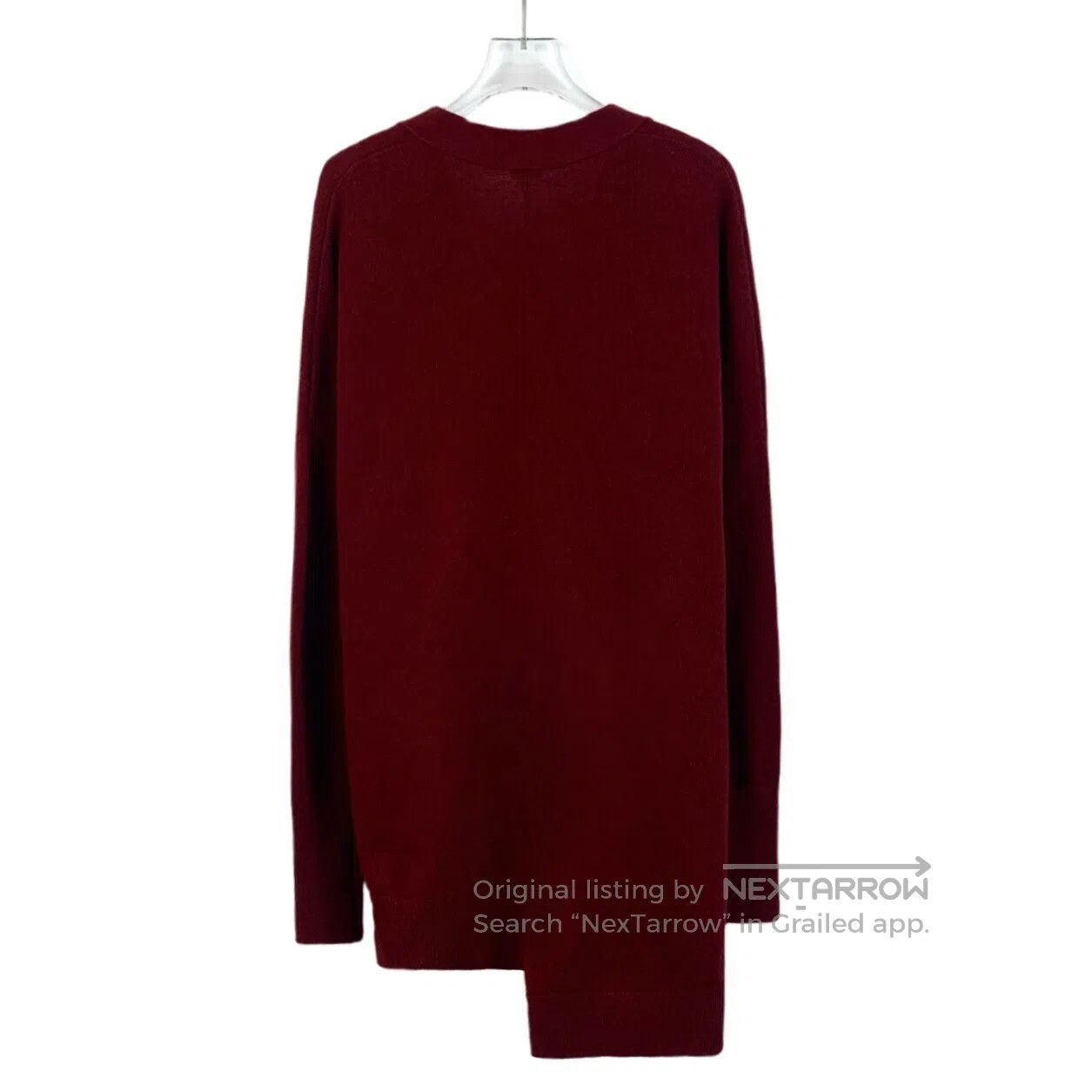 Loewe Loewe Red Floral Embroidered Wool V-neck Irregular Long Sl Size XS / US 0-2 / IT 36-38 - 2 Thumbnail