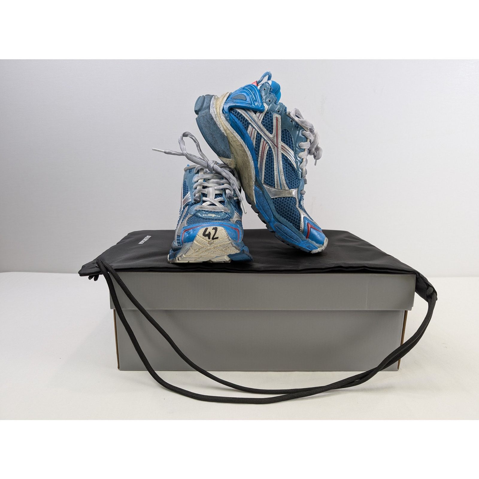 Balenciaga o1rshd1 Runner Sneakers in Blue/Silver/White/Red Size US 9 / EU 42 - 15 Thumbnail