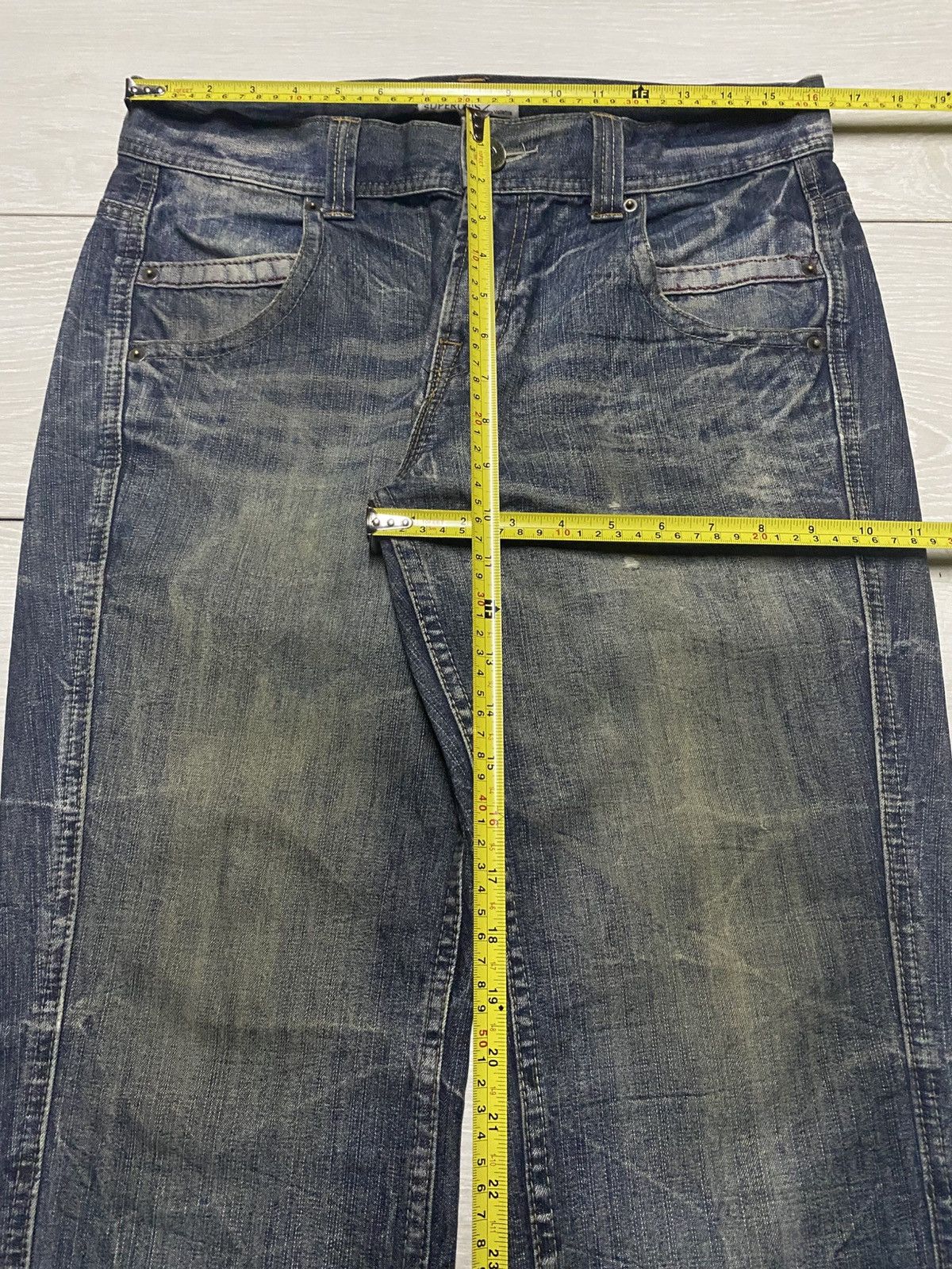 Japanese Brand Vintage Superrubis Mud Wash Thunder Loose Jeans Size US 32 / EU 48 - 11 Thumbnail