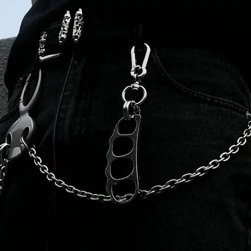 Jewelry Metal Brass Knuckle Keychain Clip, Edgy Men's Accessory Size ONE SIZE - 1 Thumbnail