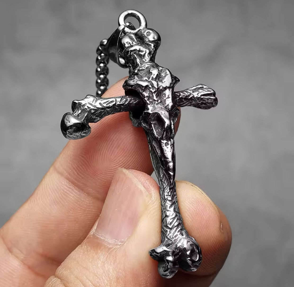 Other Crow Bone Cross Stainless Steel Amulets Pendant Chain Size ONE SIZE - 3 Thumbnail