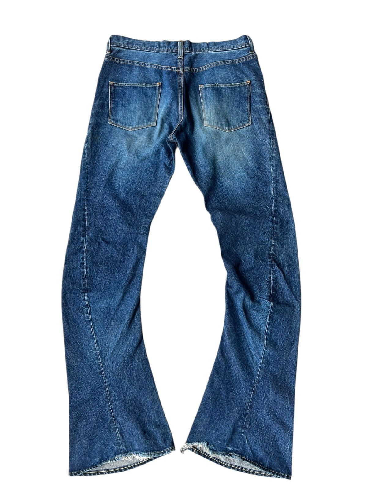 wjk WJK Curve Leg Distressed Aging Mud Denim Bootcut Jeans Size US 31 - 15 Thumbnail