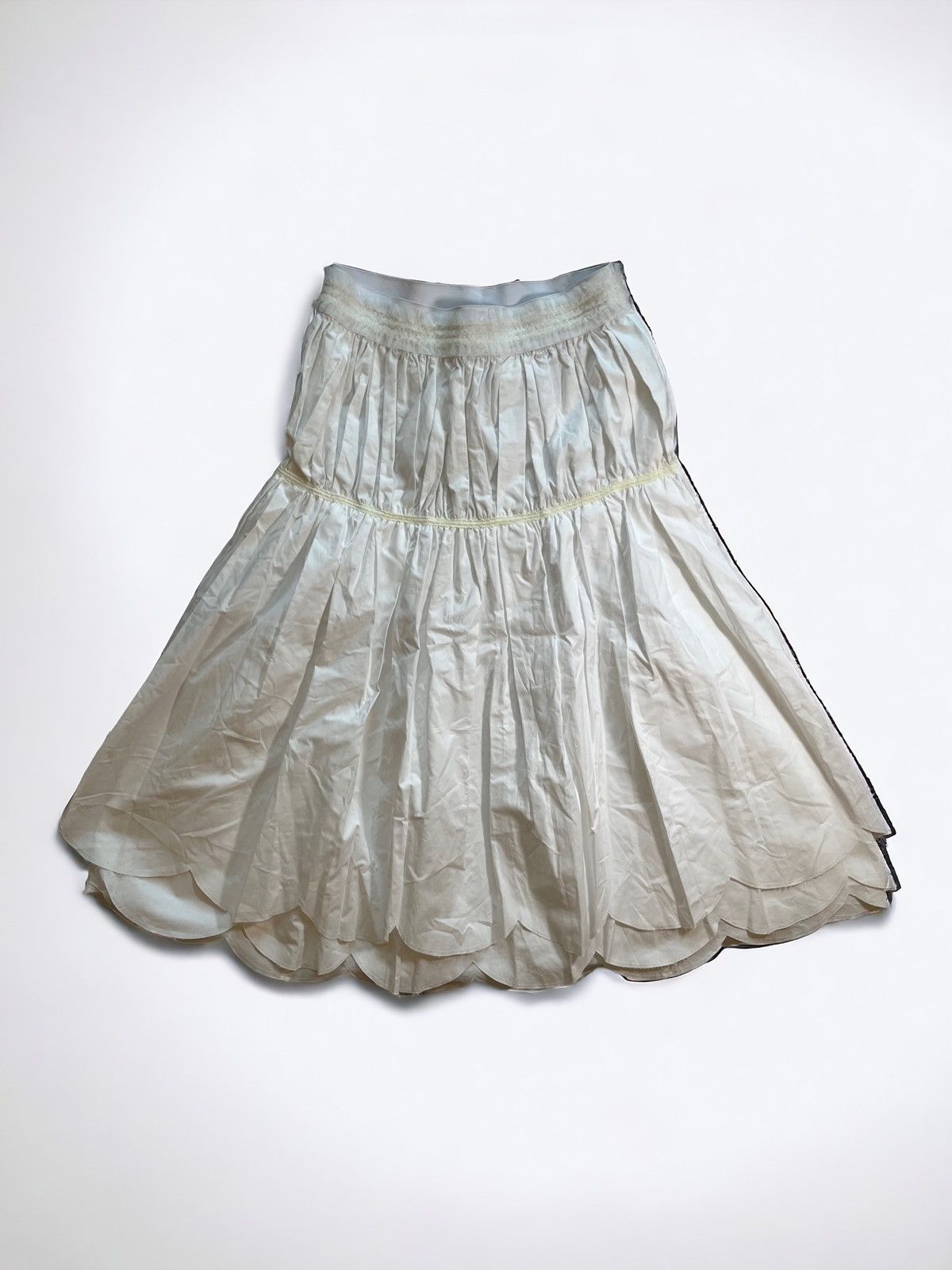image of Comme Des Garcons Cdg Triple Layer Cut-Out Midi Skirt in White, Women's (Size 28)