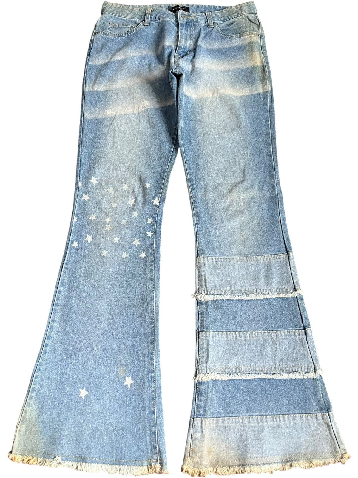 Hysteric Glamour Vintage Japanese Brand Mud Wash Patch Printed Flare Jeans Size 30" / US 8 / IT 44 - 1 Thumbnail
