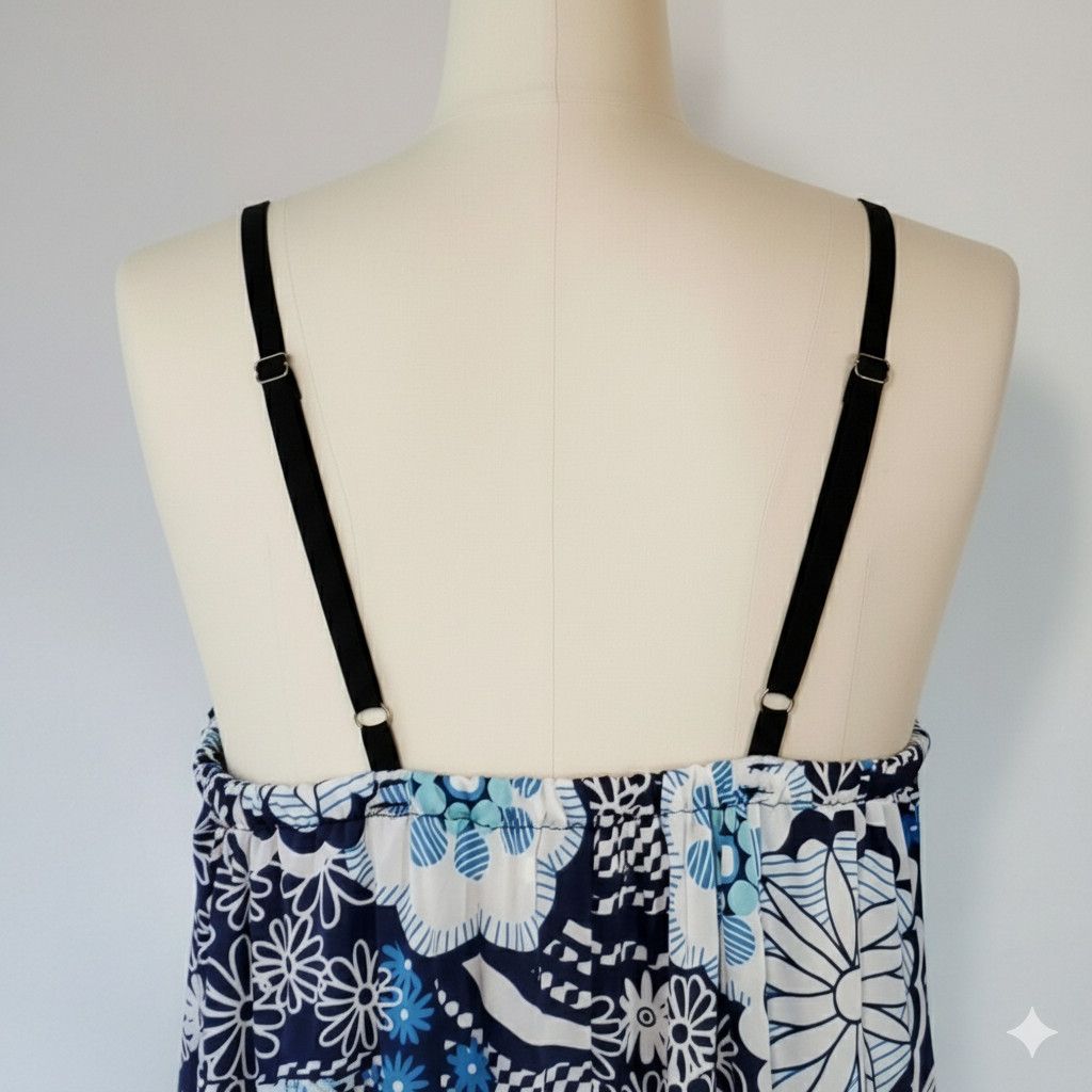 Other India Boutique OS / M-XXL Dress Cover-up Blue Floral Adjust Size ONE SIZE - 7 Thumbnail