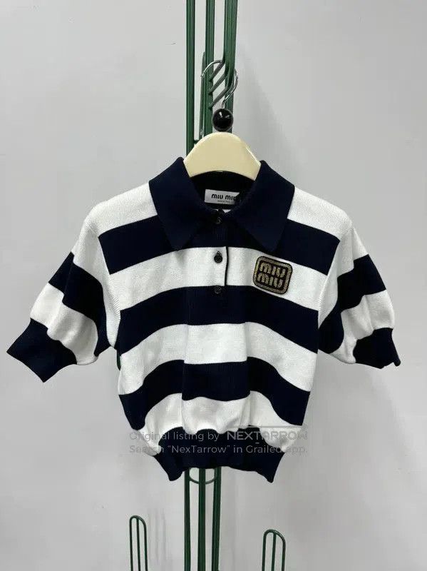 Miu Miu Miu Miu Black Cotton Short Sleeve T-Shirt . Size S / US 4 / IT 40 - 1 Thumbnail
