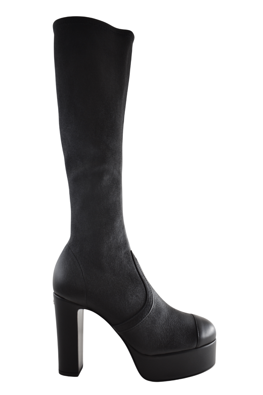 Chanel 24K Lambskin CC Platform Block Heel Knee High Boots 37.5C Size US 7.5 / IT 37.5 - 2 Thumbnail