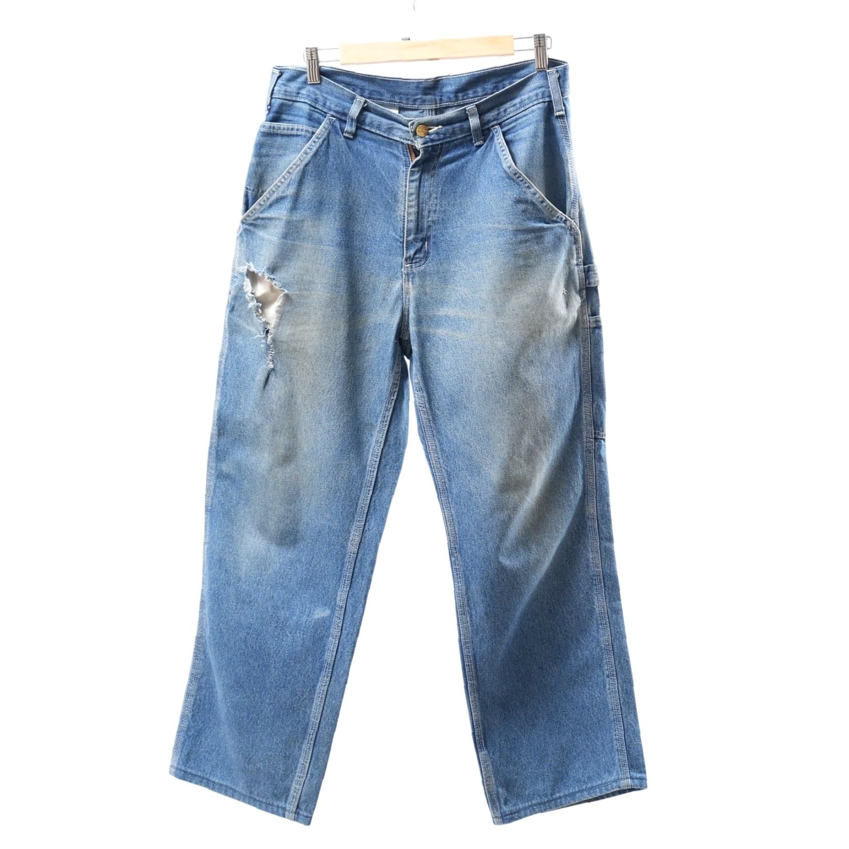 Carhartt VINTAGE Carhartt Jeans Men 31X30 Blue Denim Carpenter Cargo Workwear Dungarees Size US 31 - 2 Thumbnail