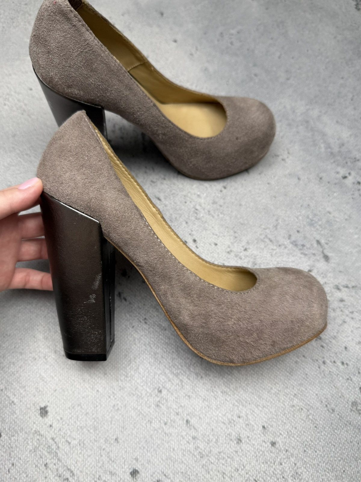 Acne Studios Vintage Acne Studios Taupe Suede Chunky Block Heel Pumps Lux Size US 7 / IT 37 - 4 Thumbnail