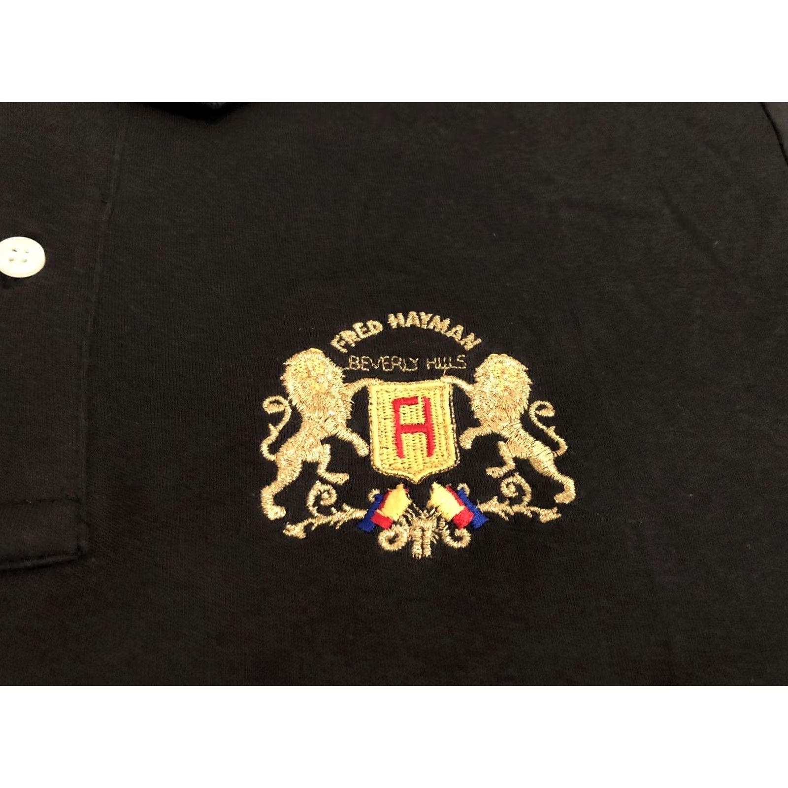 FRED VINTAGE Fred Hayman Beverly Hills Black Polo Shirt Mens Small NWT Crest Logo Short Sleeve Cotton/Polyester Solid 90s Size US S / EU 44-46 / 1 - 2 Thumbnail