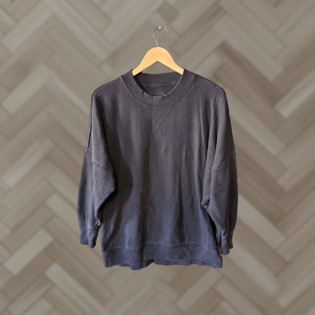 Vintage Aerie Womens Black Long Sleeve Ribbed Pullover Oversized Sweatshirt Size M Size M / US 6-8 / IT 42-44 - 1 Thumbnail