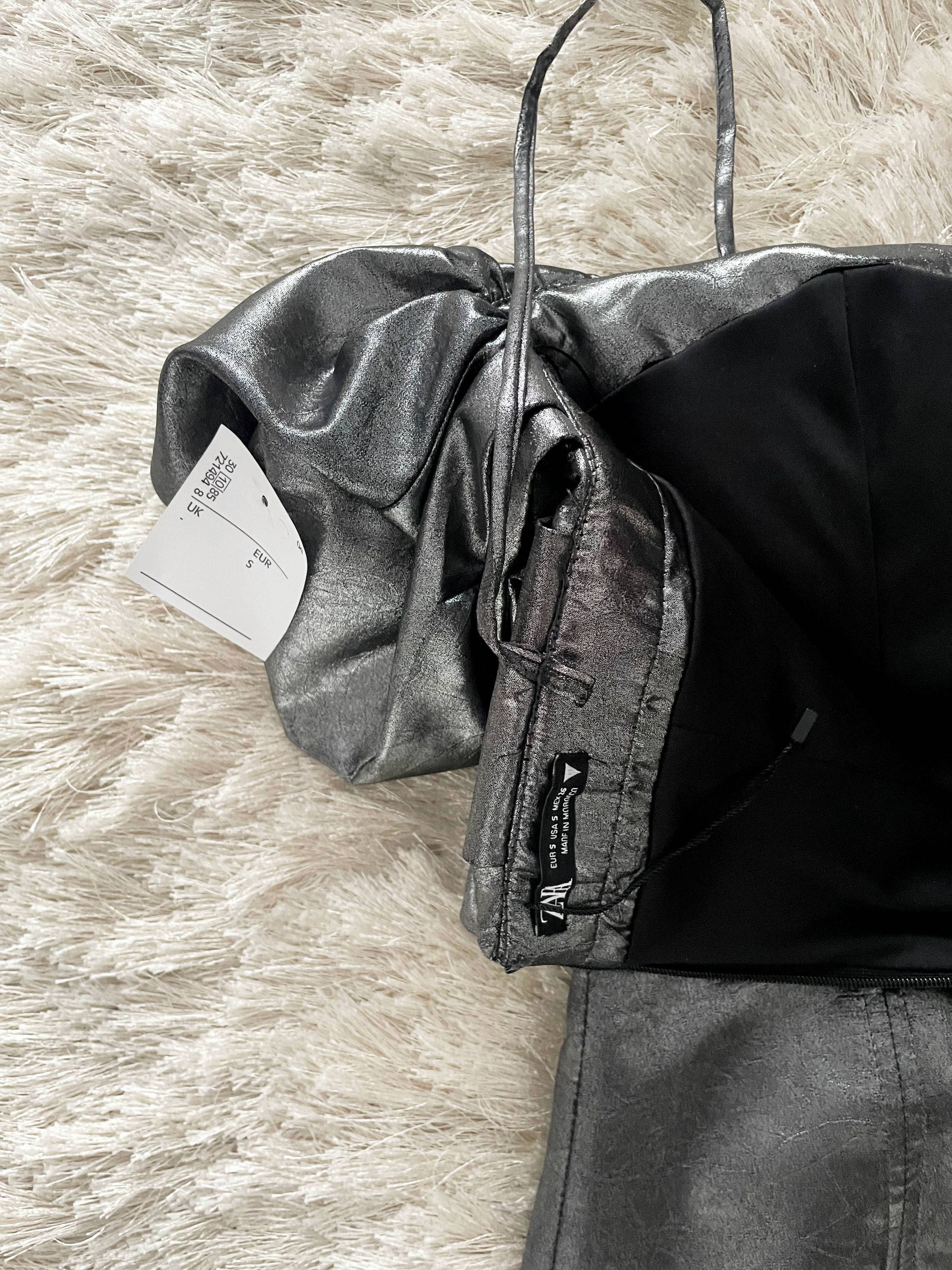 Zara ZARA metallic cocktail dress S / 4 silver simple draped Size S / US 4 / IT 40 - 7 Thumbnail