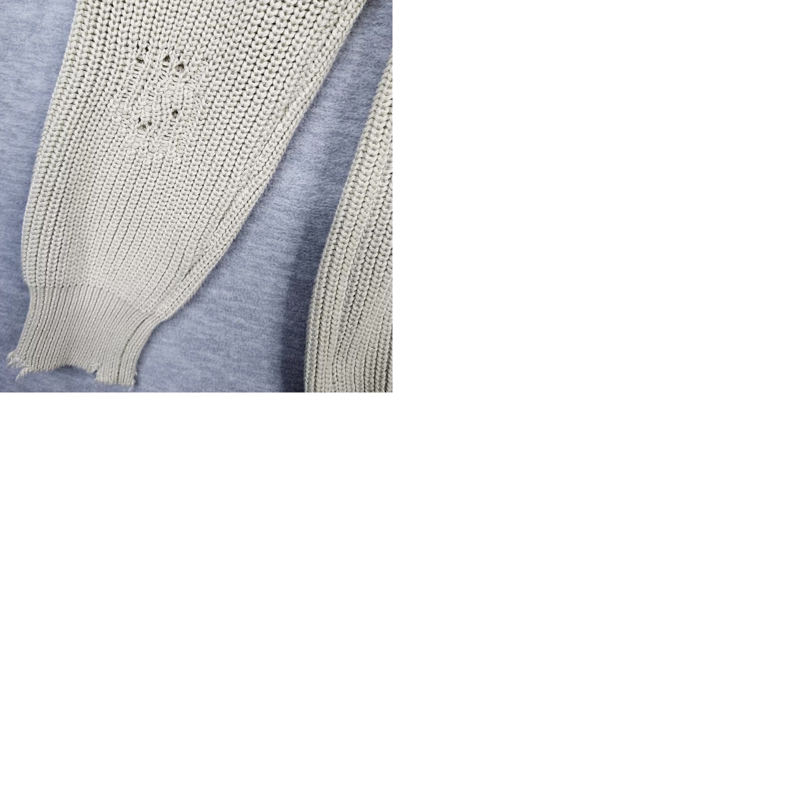 SER.O.YA SER.O.YA Women's Devin Distressed Raw-edge Crew neck Elbow Patch Sweater XS Sage green Cardigan Regular Knit 100% Cotton Modern Women Size XS / US 0-2 / IT 36-38 - 9 Thumbnail