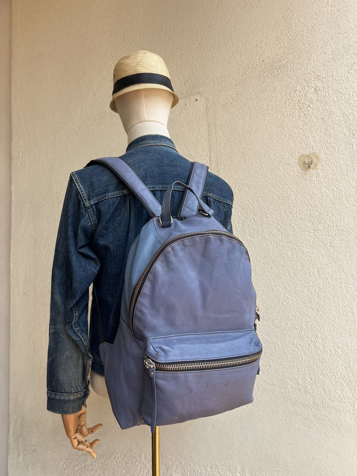 Leather And A Japan Distressed Patina Cowhide Leather Backpack Bag Size ONE SIZE - 1 Thumbnail