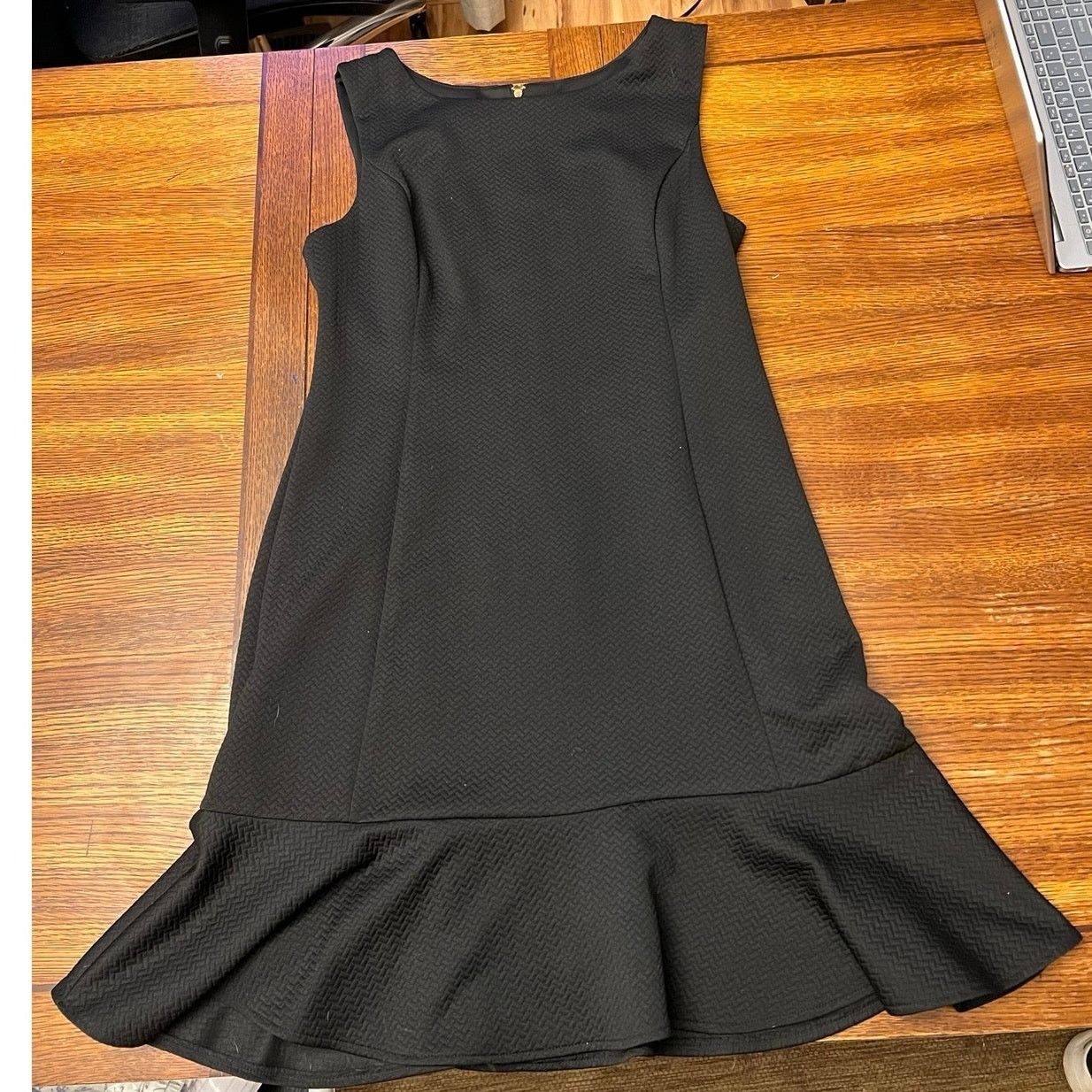 Betsey Johnson Black Textured Fit Flare Dress Size 12 LBD