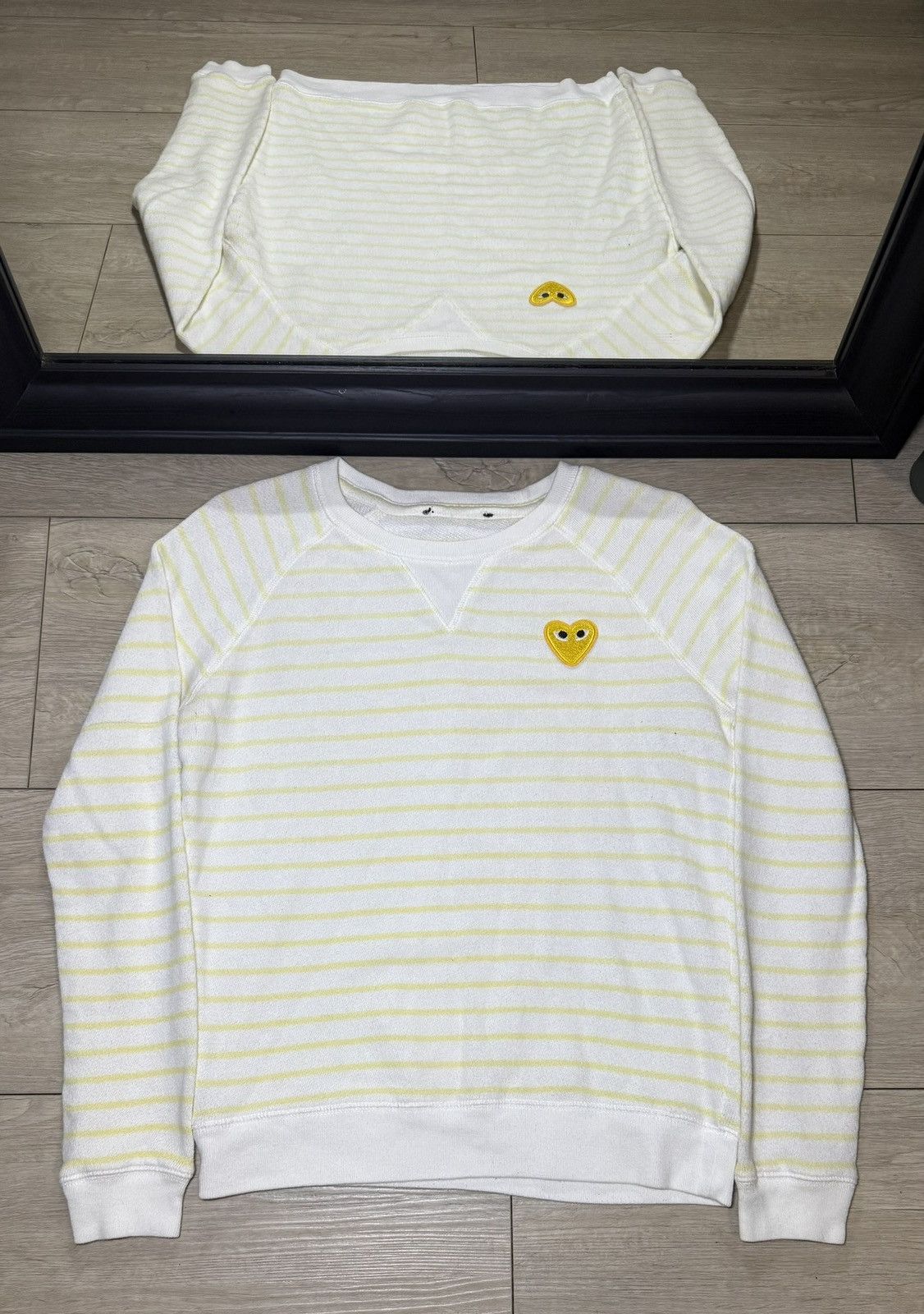 Other Vintage 1990s White And Yellow Embroidered Patch Logo Sweate Size L / US 10 / IT 46 - 1 Thumbnail