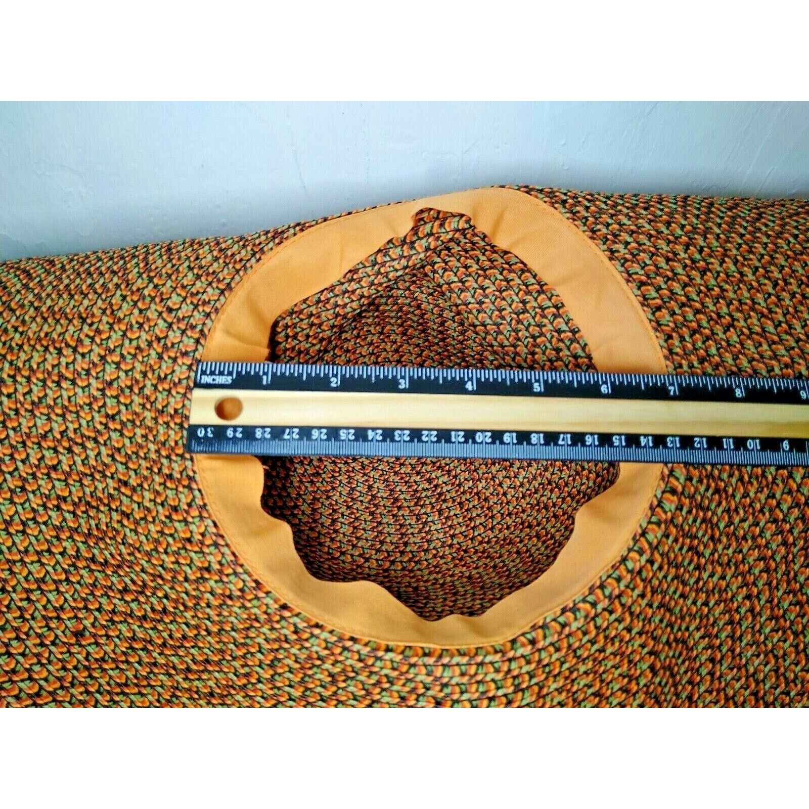 The Unbranded Brand Ladies Large Fashion Hat Floppy Orange/Brn Gold Chain Accent Size ONE SIZE - 6 Thumbnail