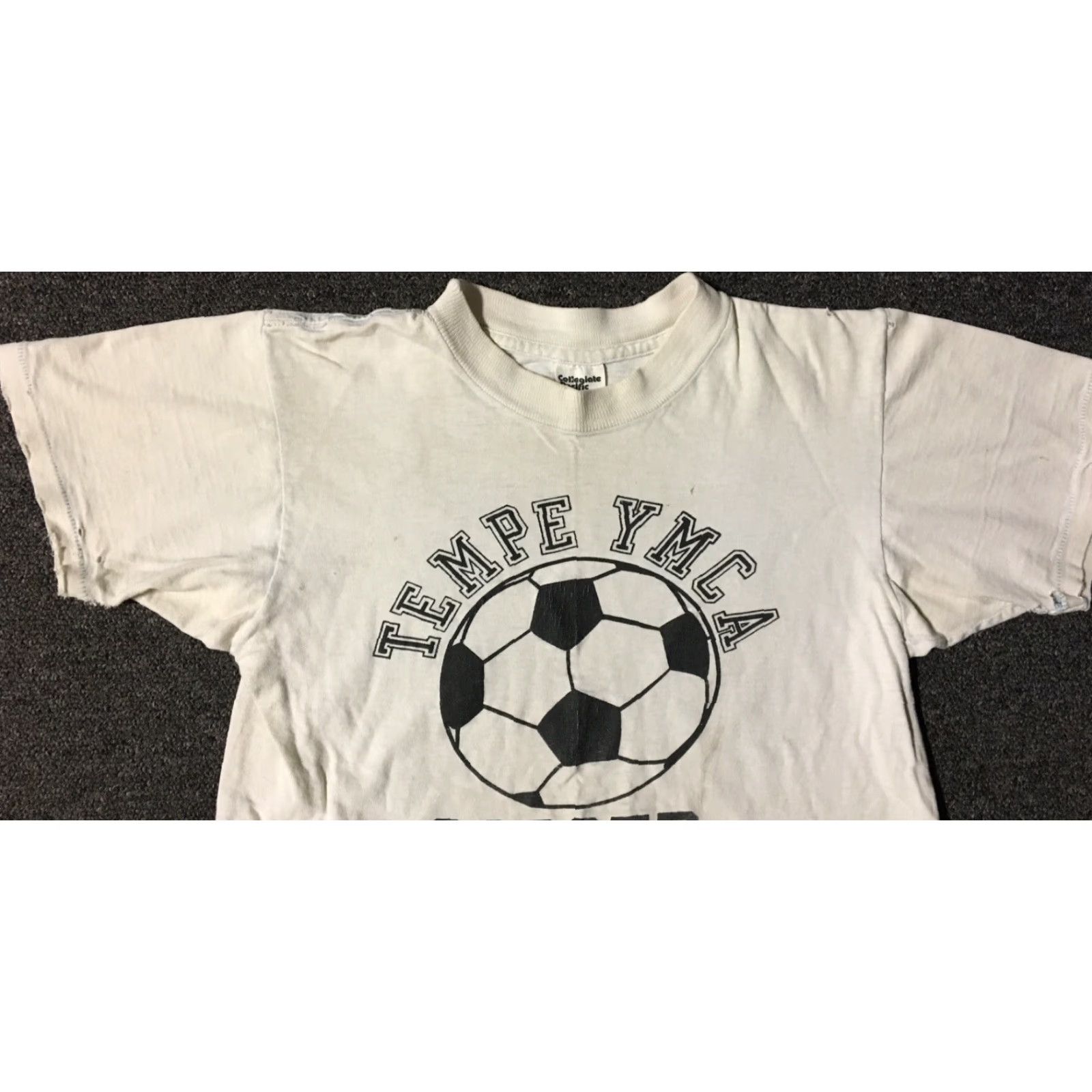 Thrasher VINTAGE Tempe YMCA Soccer Shirt Mens S White Distressed Thrashed 70s 80s Grunge USA single stitch Size US S / EU 44-46 / 1 - 6 Thumbnail