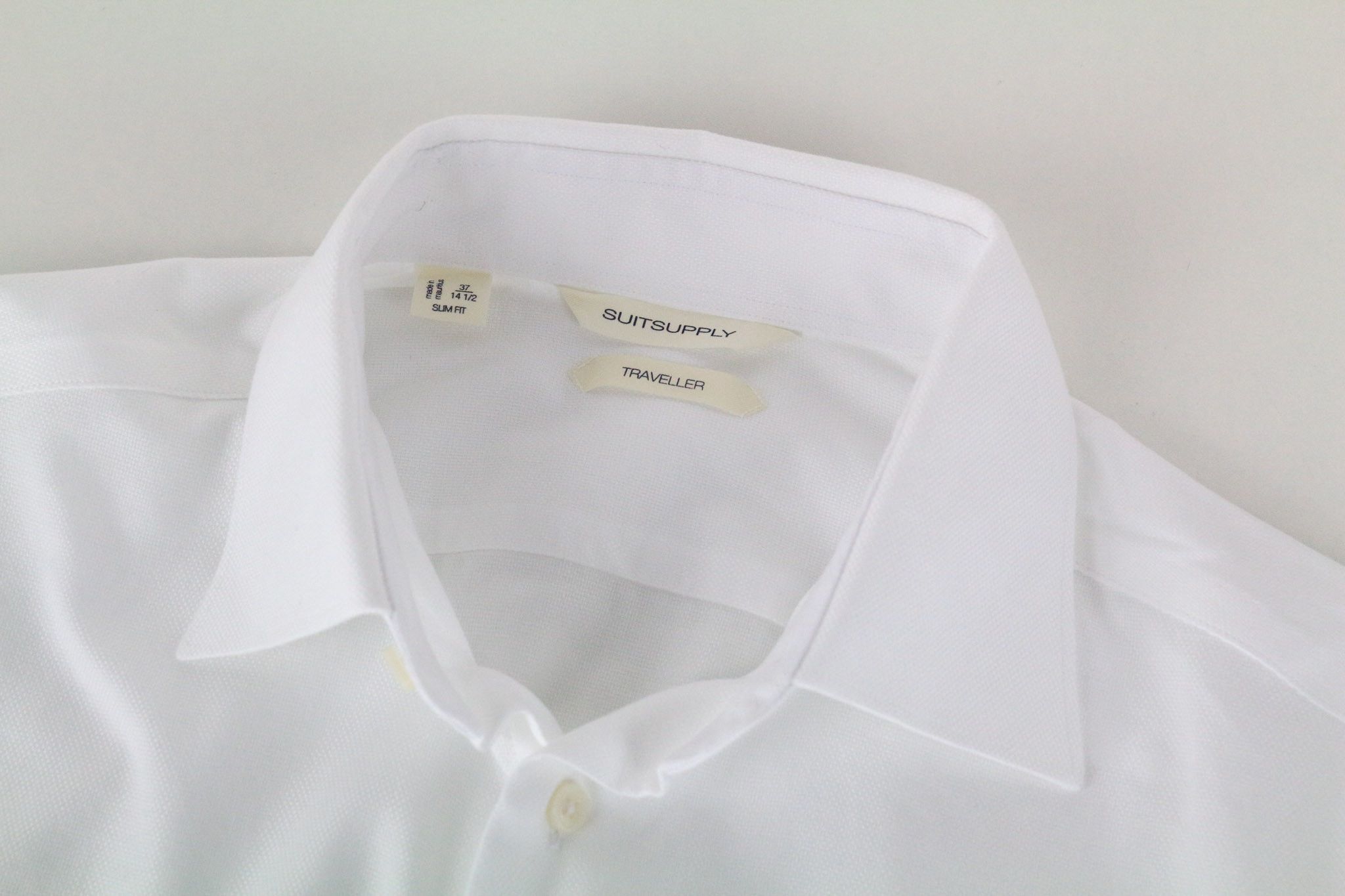 Suitsupply TRAVELLER 37/14 1/2 Slim White Cotton Twill 72676 Size 38R - 3 Thumbnail
